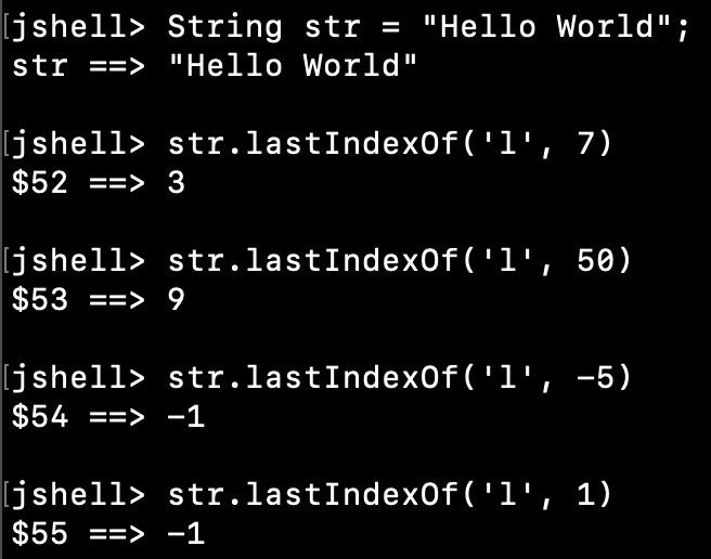 Java String lastIndexOf() Method Examples