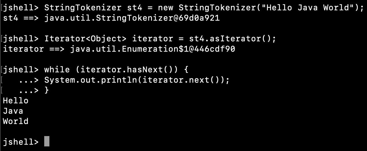 Java StringTokenizer Class 6 Code Examples