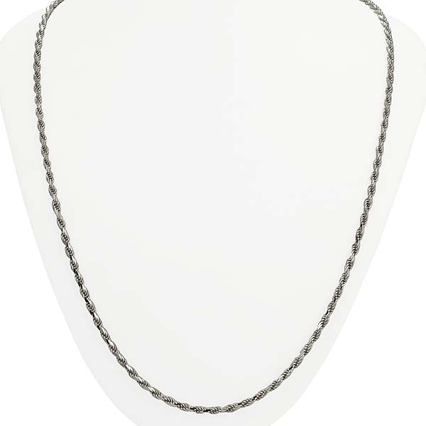 14k White Gold Diamond Cut Rope Hip Hop Chain Mens Necklace (3mm,24,18.7g)