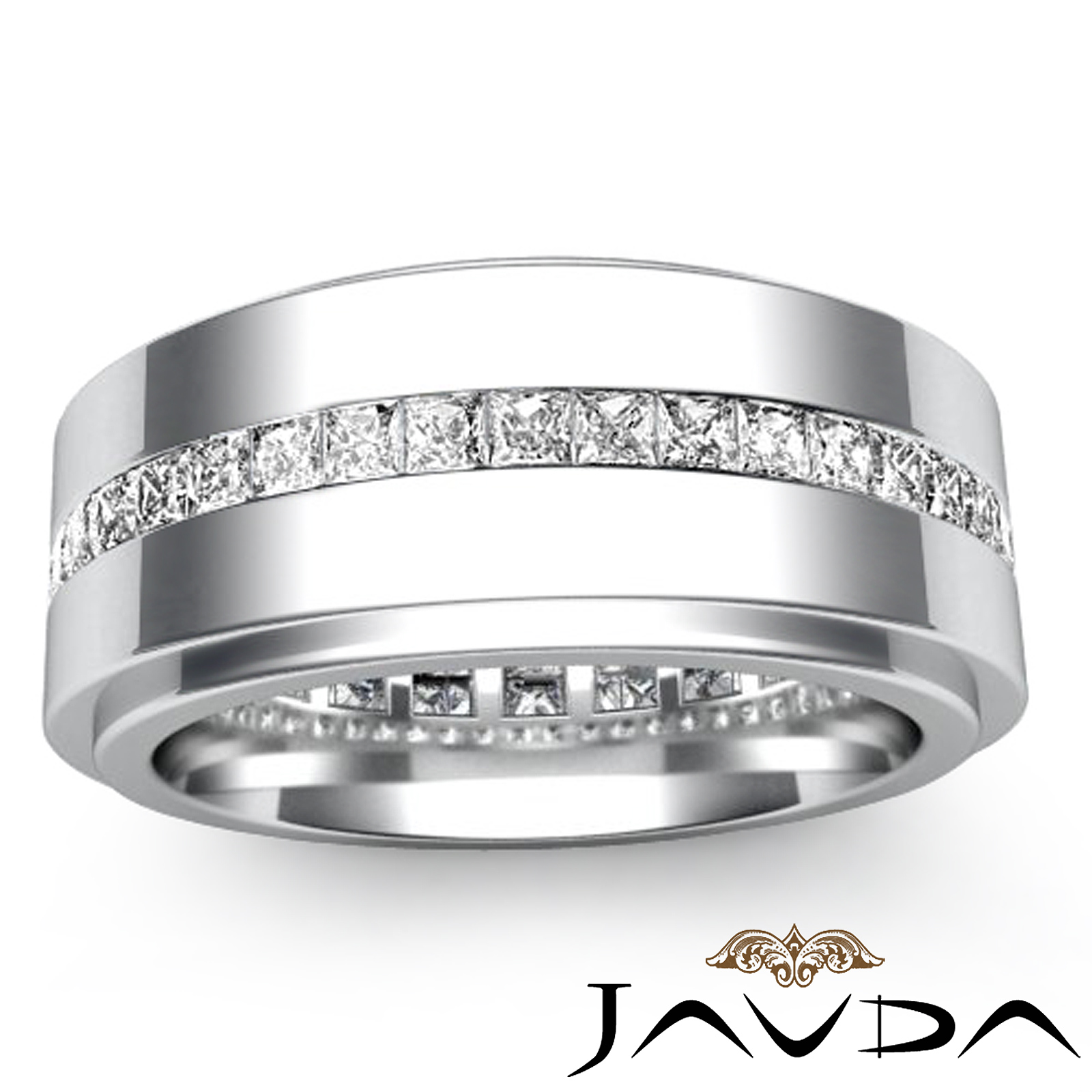 1.70 Ct Channel Princess Diamond Eternity Men's Wedding Band in 14k