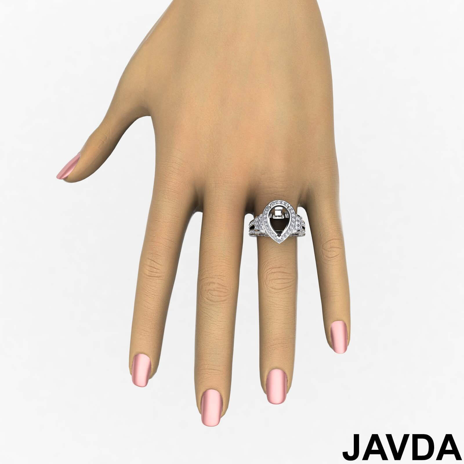 Diamond Engagement Ring Antique & Vintage Pear Semi Mount Halo Setting