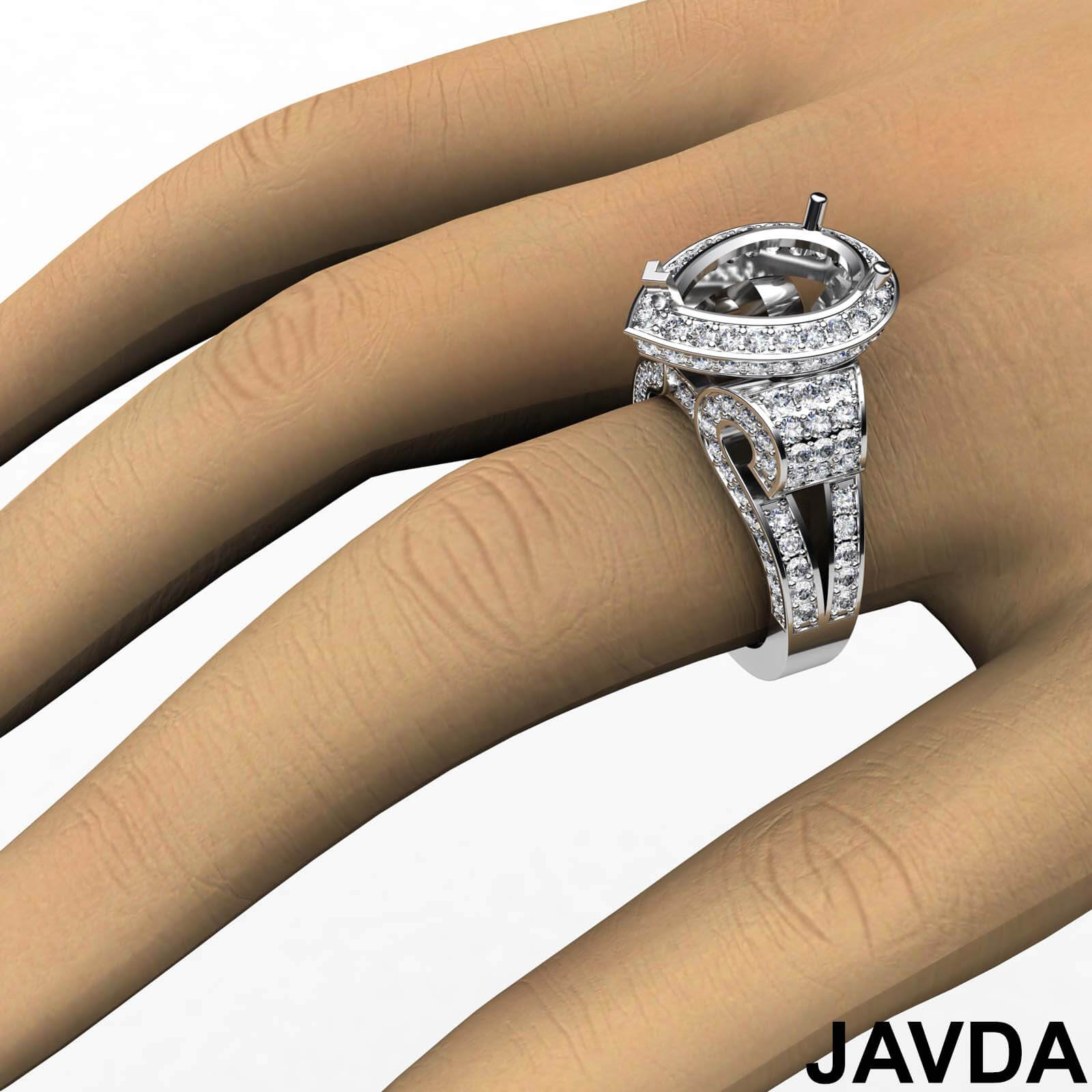 Diamond Engagement Ring Antique & Vintage Pear Semi Mount Halo Setting