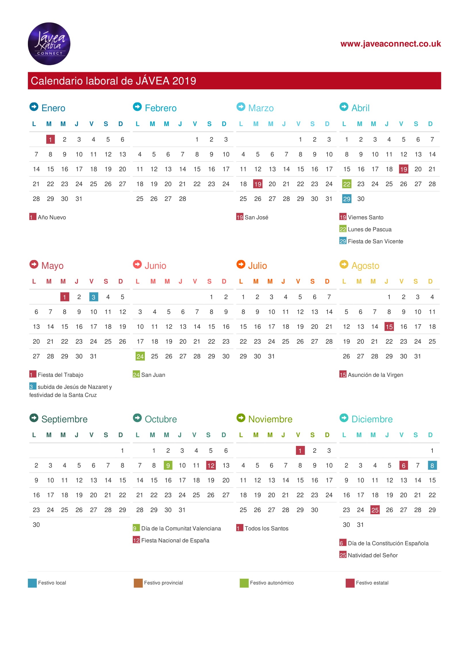 Contiene Manual relé calendario laboral 2019 benidorm Permuta Acción de