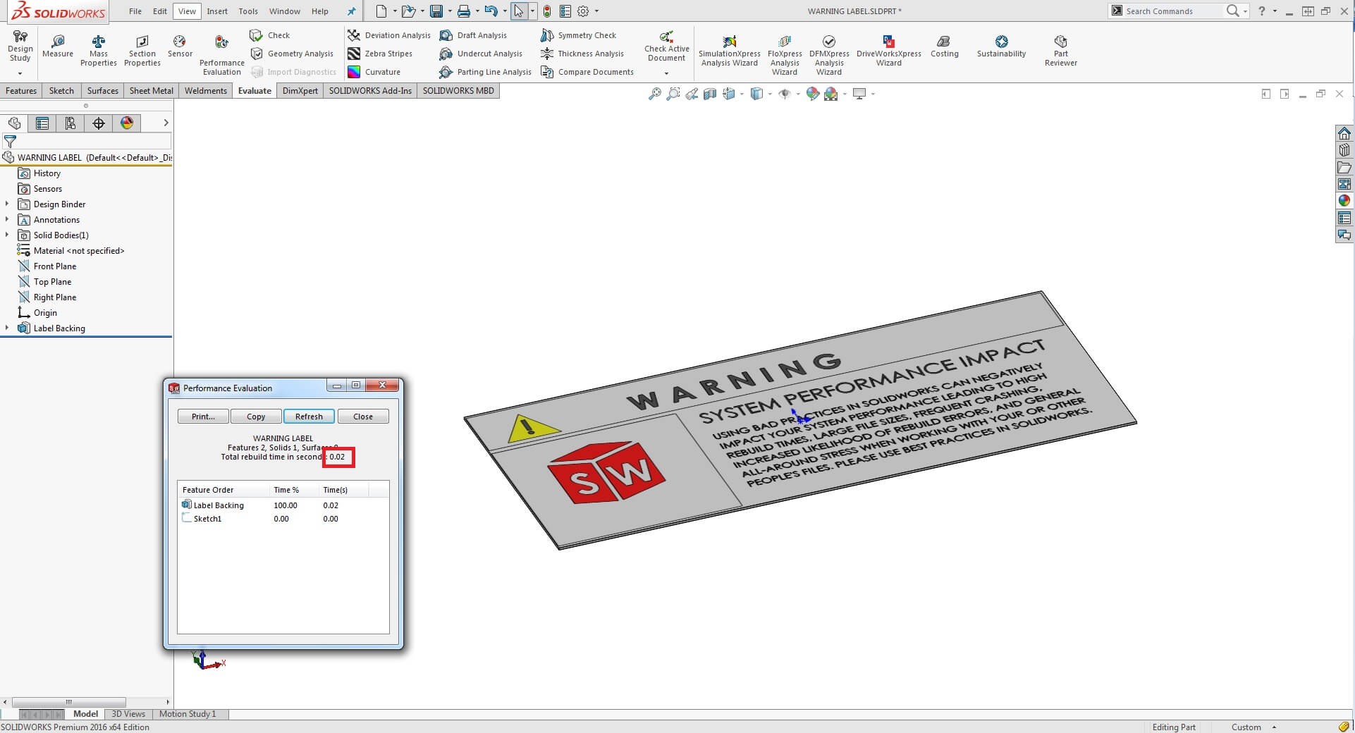 Increase System Performance using SOLIDWORKS Decals