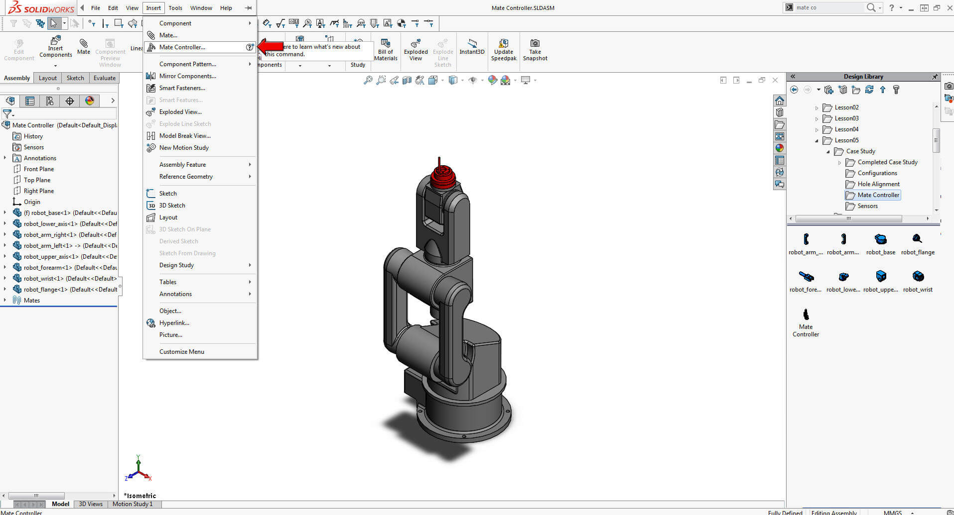 Use the SOLIDWORKS Mate Controller to create matebased motion