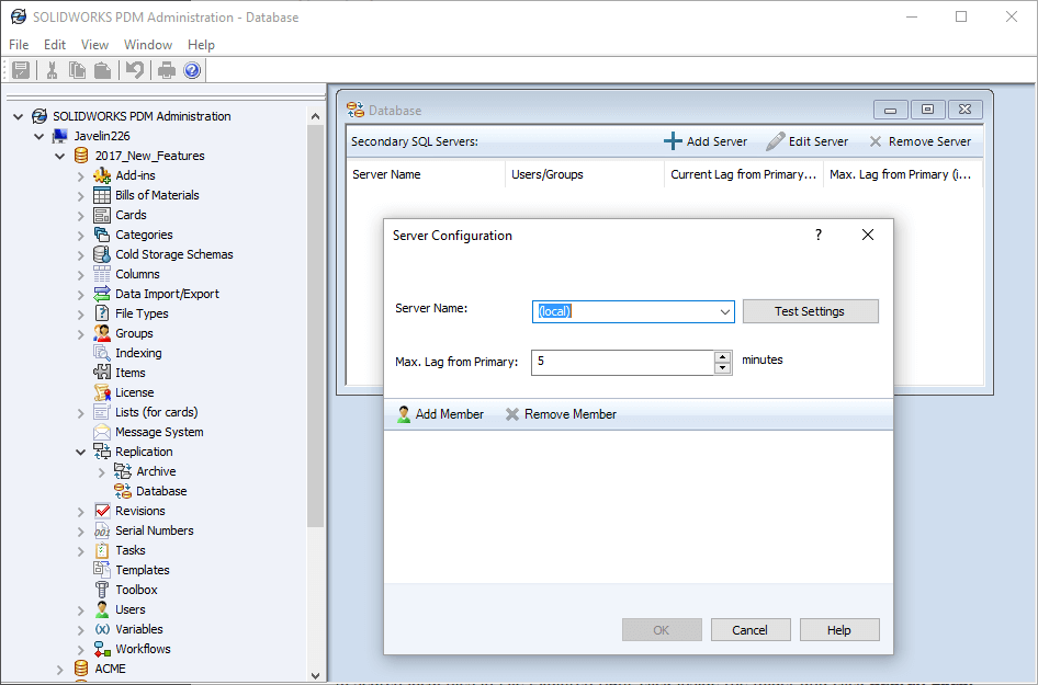 SOLIDWORKS PDM Professional Replicate Vault Database new for 2017
