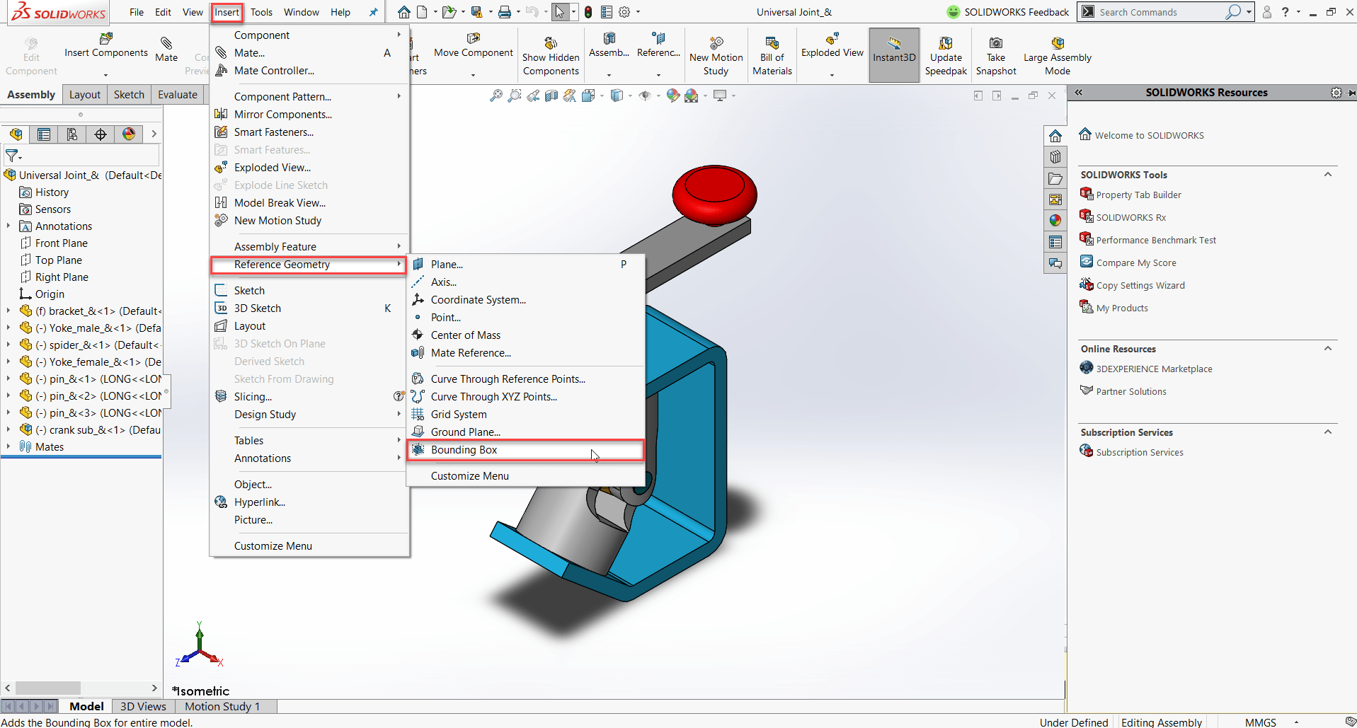 How to create a SOLIDWORKS Assembly Bounding Box