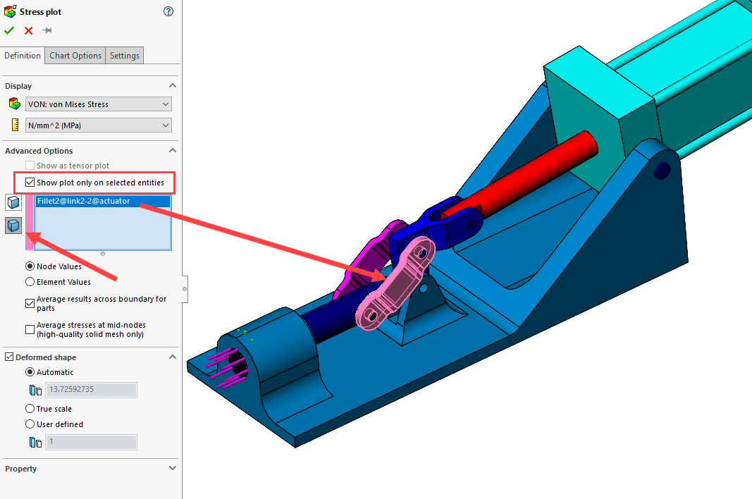SOLIDWORKS Simulation Results on Specific Assembly Components