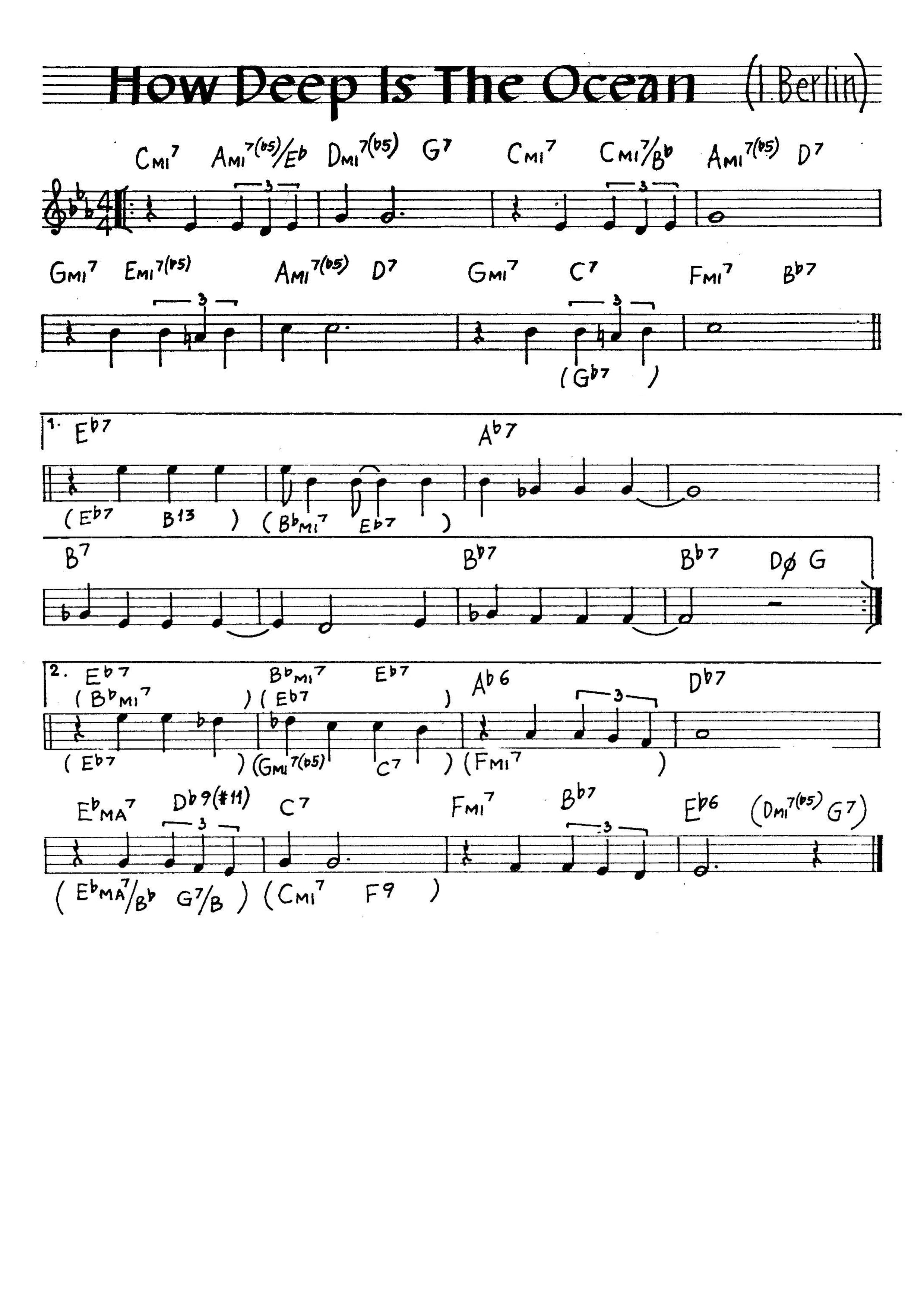Music Theory & Analysis - How Deep Is The Ocean - Submitted By Jake Hanlon 無料楽譜】How Deep Is The Ocean（）／Berlin I.【Jazz】