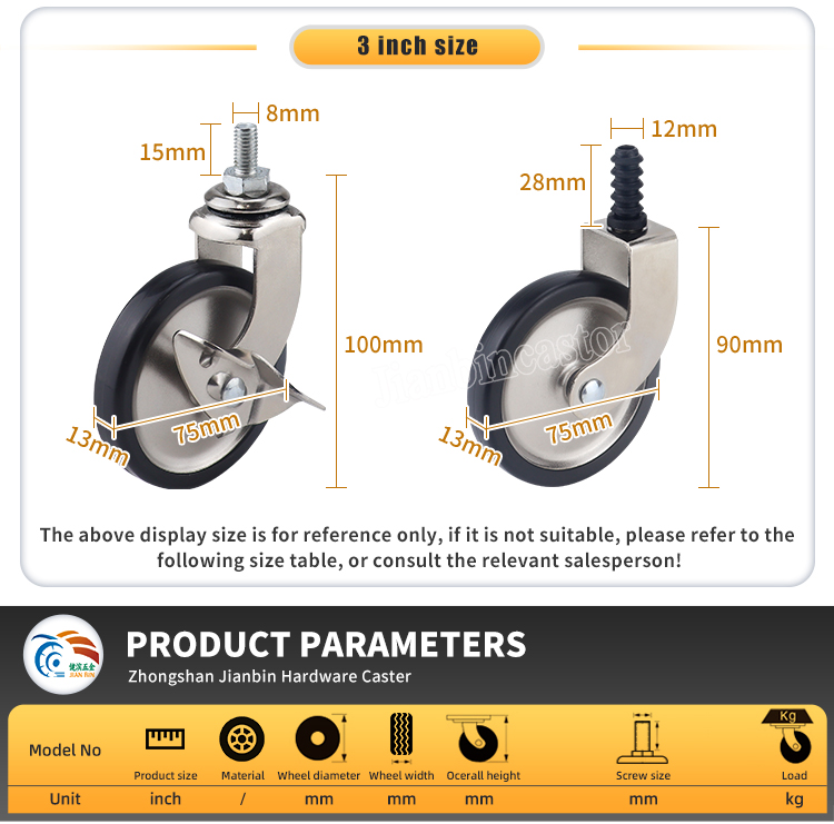 China 3inch Food Service Cart Casters Manufacturer and Supplier Jianbin