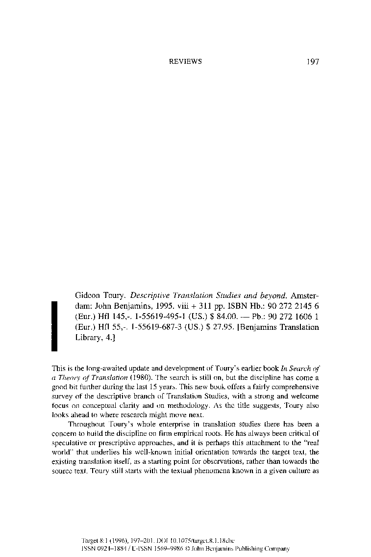 Descriptive translation studies and beyond Semantic Scholar