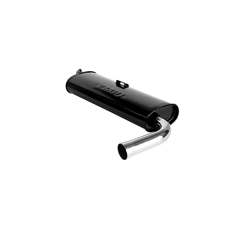3666 VW Single Quiet Muffler, Black with Chrome Tip, Small 3 Bolt