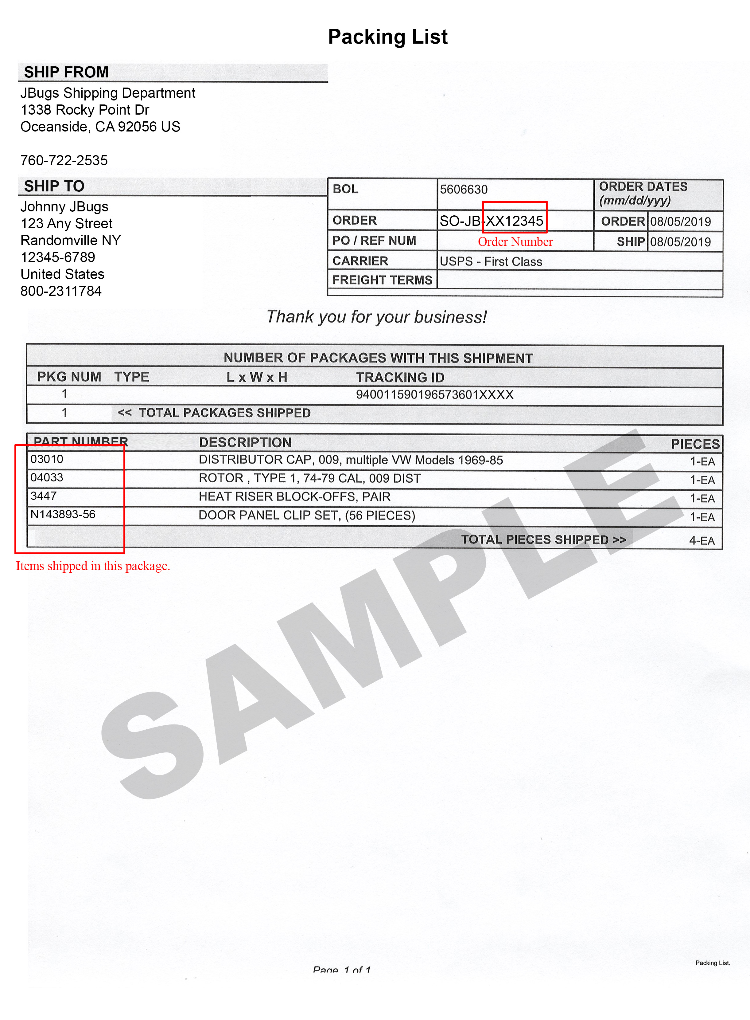 VW Parts How to read our Invoices.
