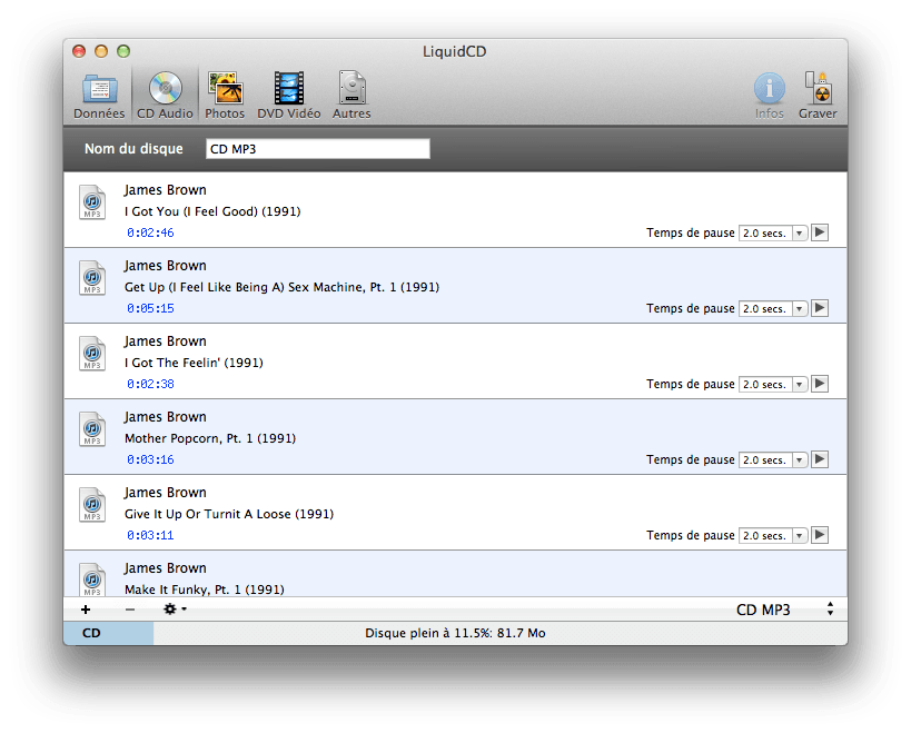 LiquidCD graver données, photos, audio et vidéos gratuitement sur Mac