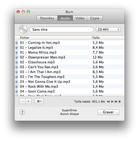 Burn graver données, audio, vidéo sur Mac... JCBTechno