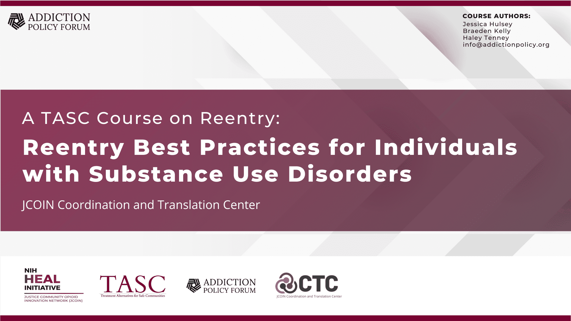 Reentry Best Practices for Individuals with Substance Use 