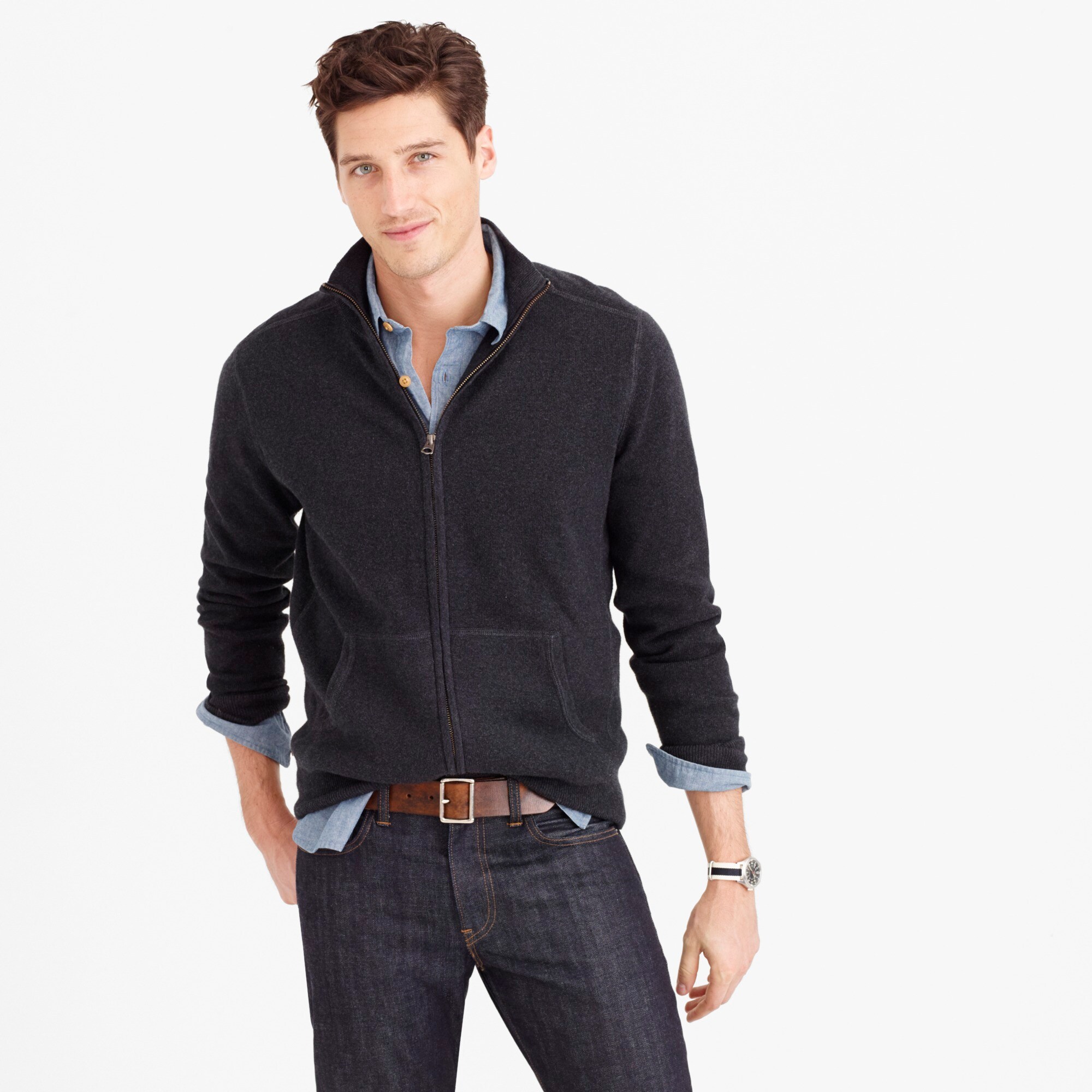 Men's CottonCashmere Zip SweaterJacket Men's Sweaters