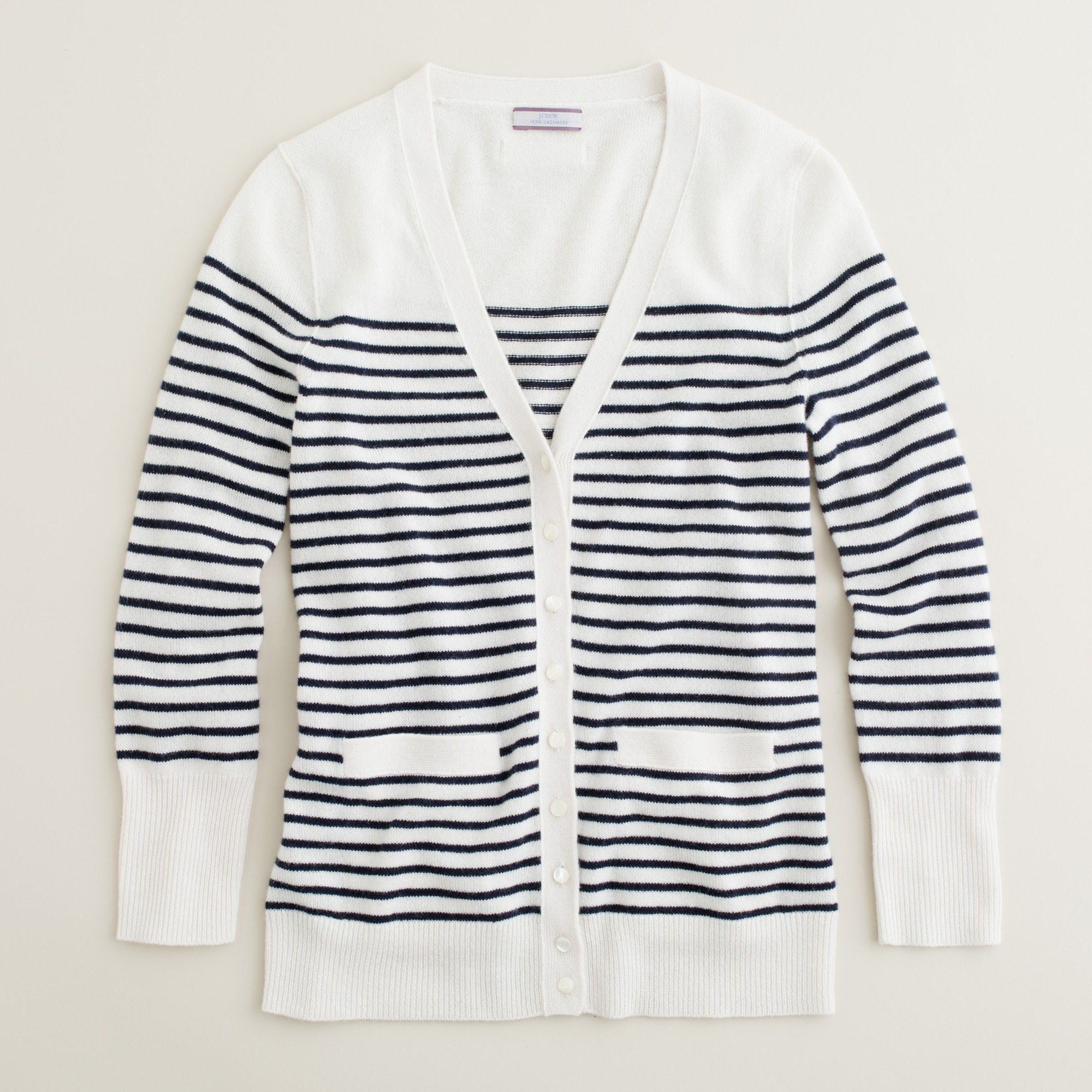 Cashmere stripe Vneck cardigan J.Crew