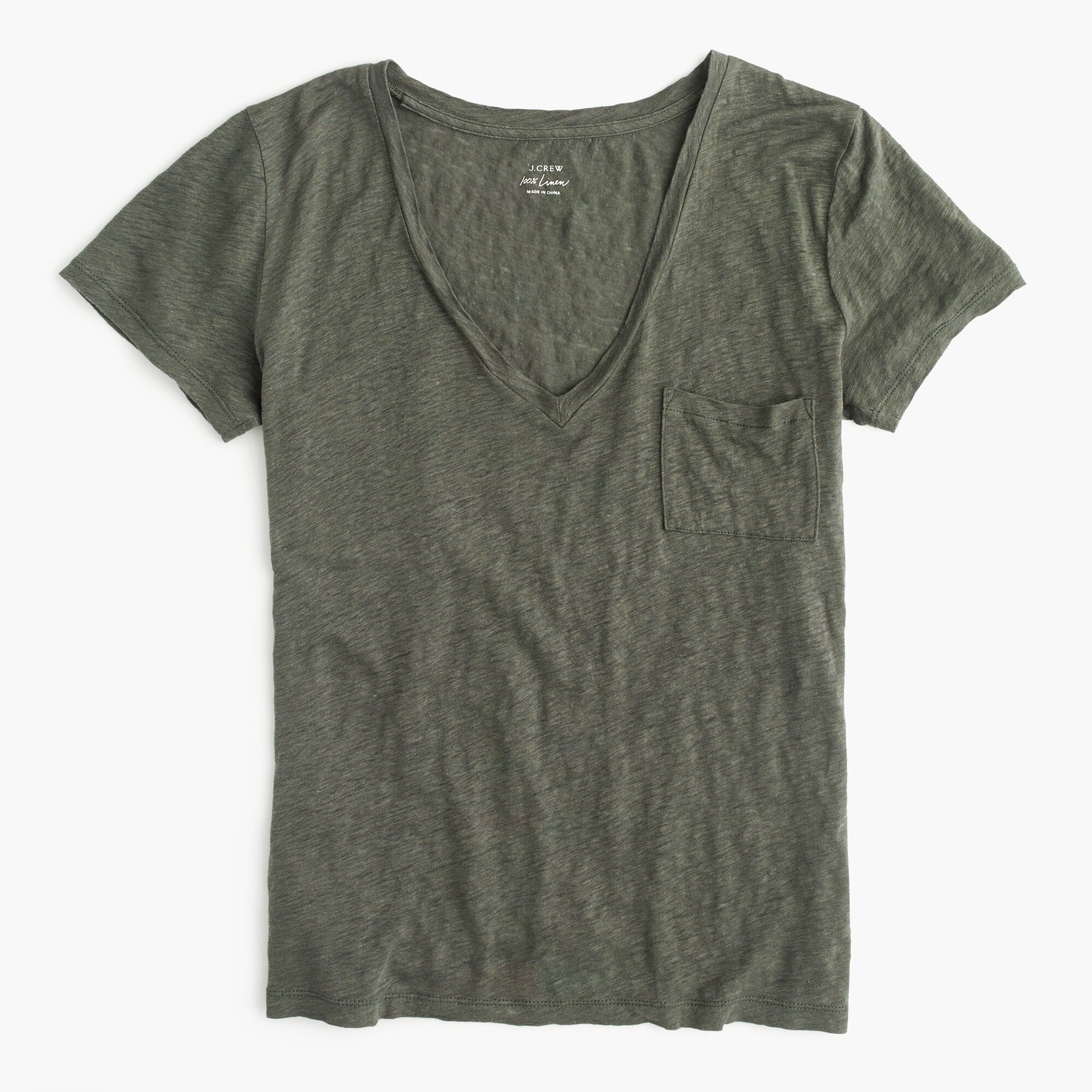 J.Crew Linen Vneck Pocket Tshirt For Women