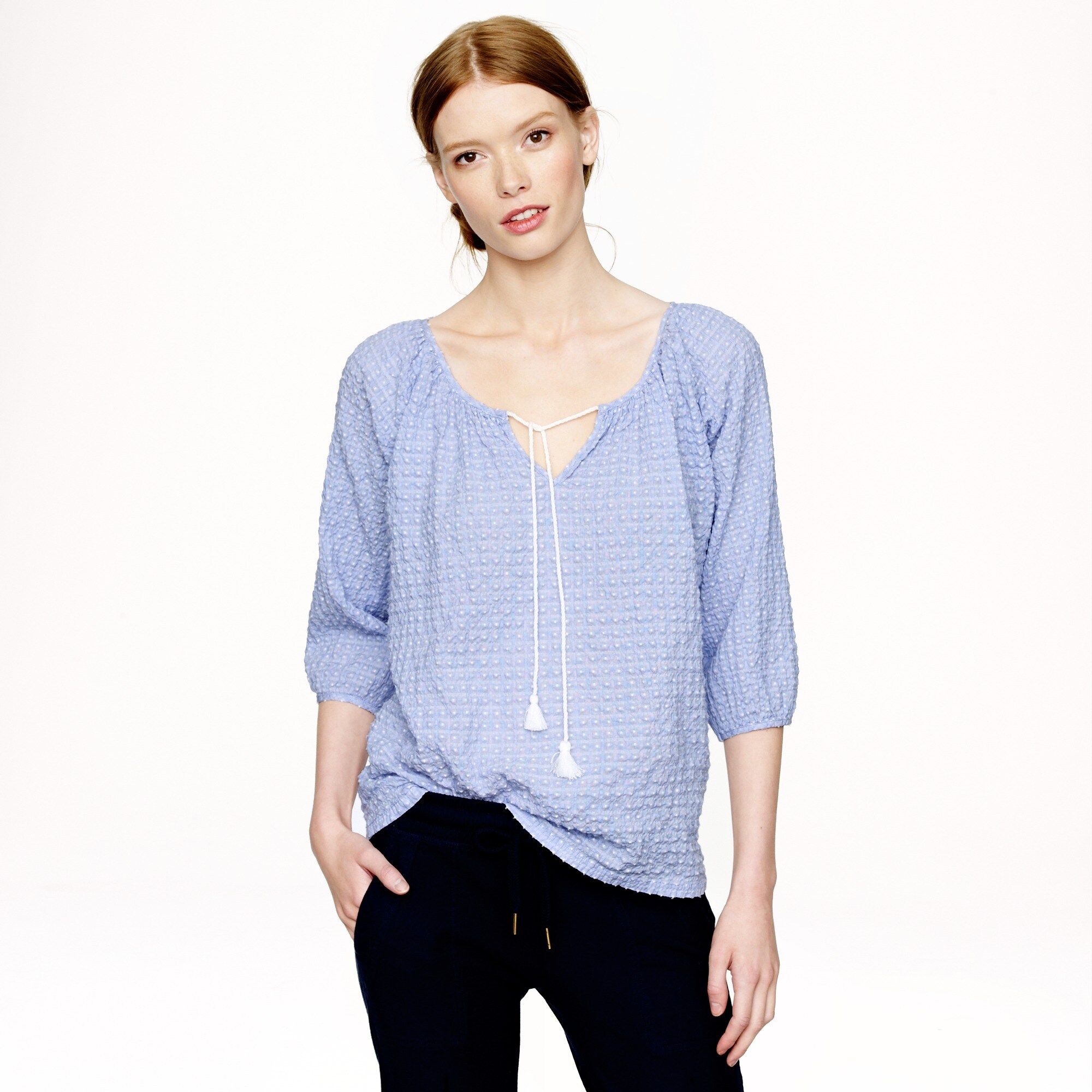 Suckered dot peasant top Women beach coverups J.Crew