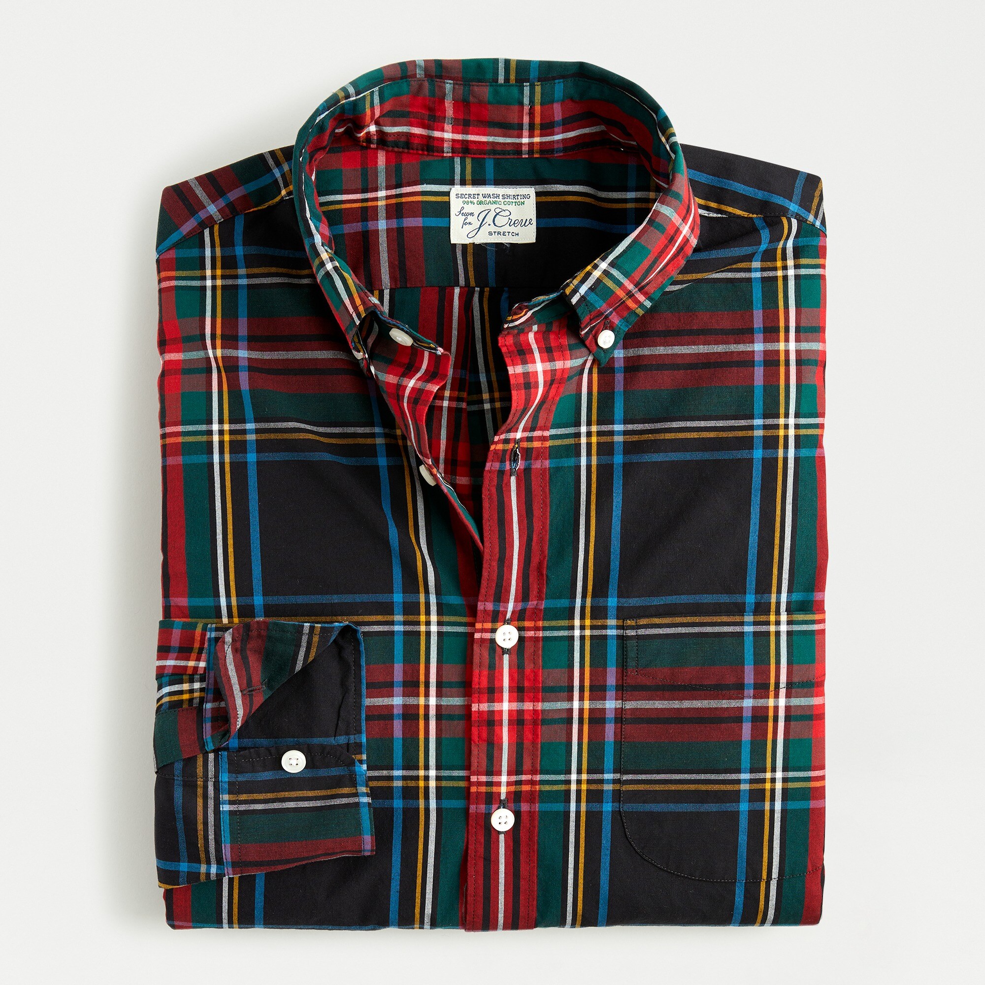 J.Crew Stretch Secret Wash Cotton Poplin Shirt In Stewart Tartan For Men