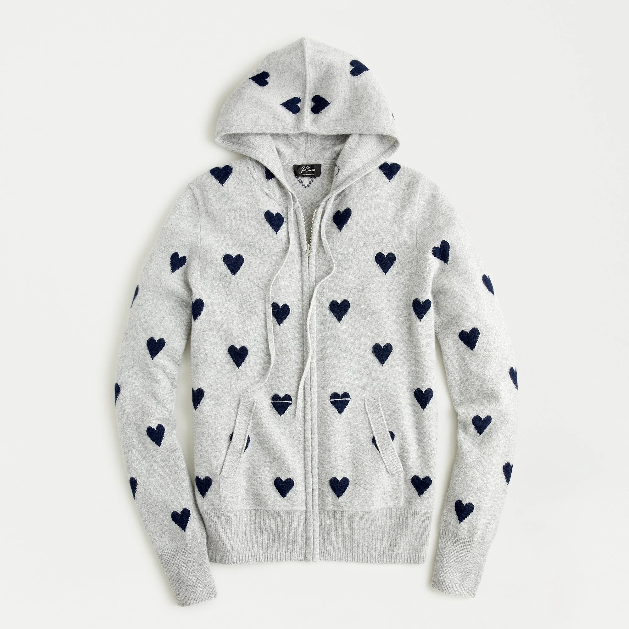 J.Crew Everyday Cashmere Fullzip Heart Hoodie For Women