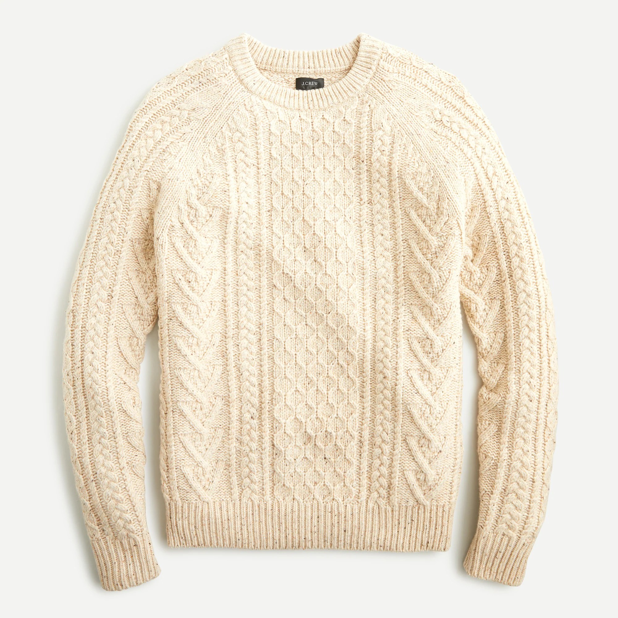 J.Crew Rugged Merino Woolblend Donegal Cableknit Crewneck Sweater