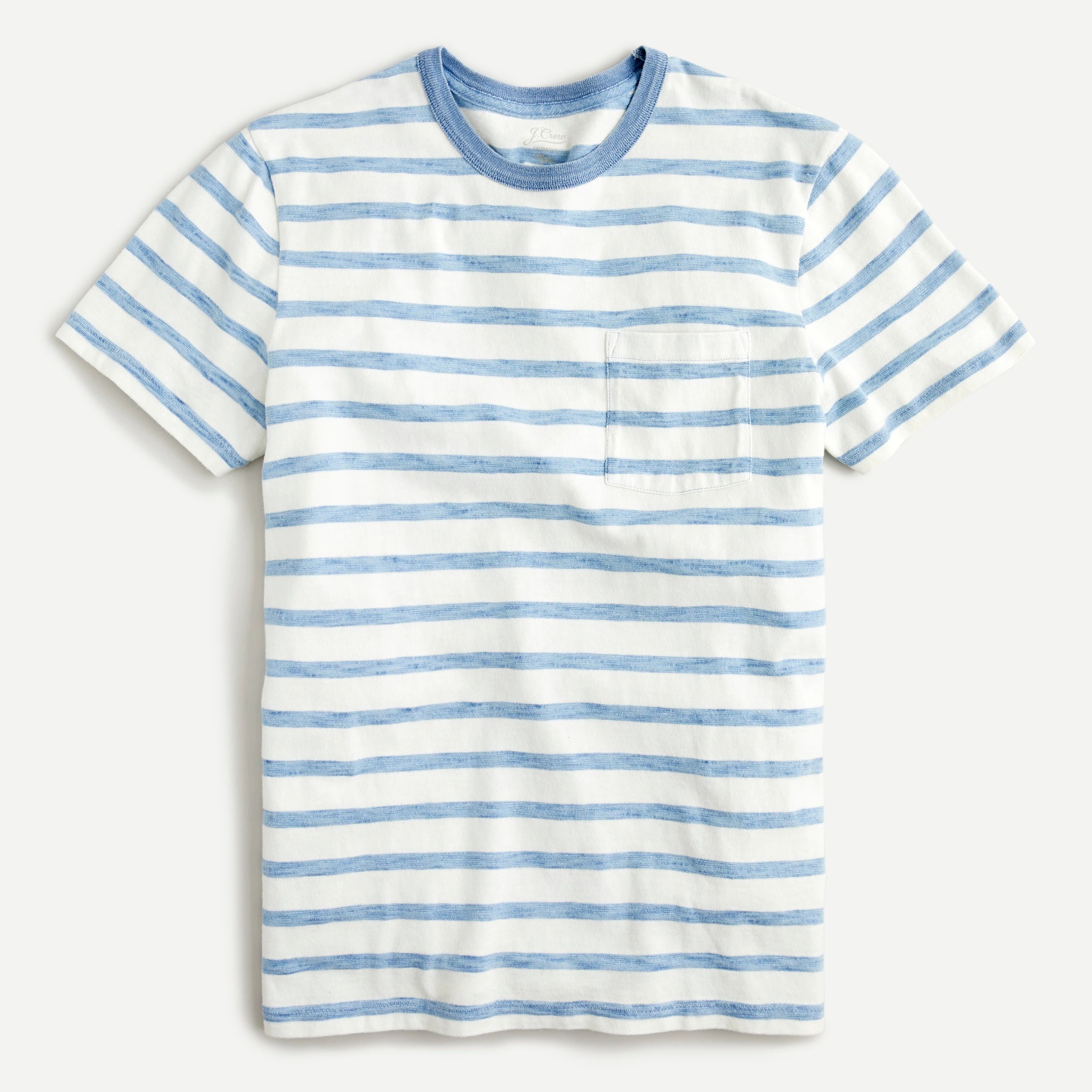 J.Crew Indigodyed Slub Cotton Pocket Tshirt In Stripe For Men