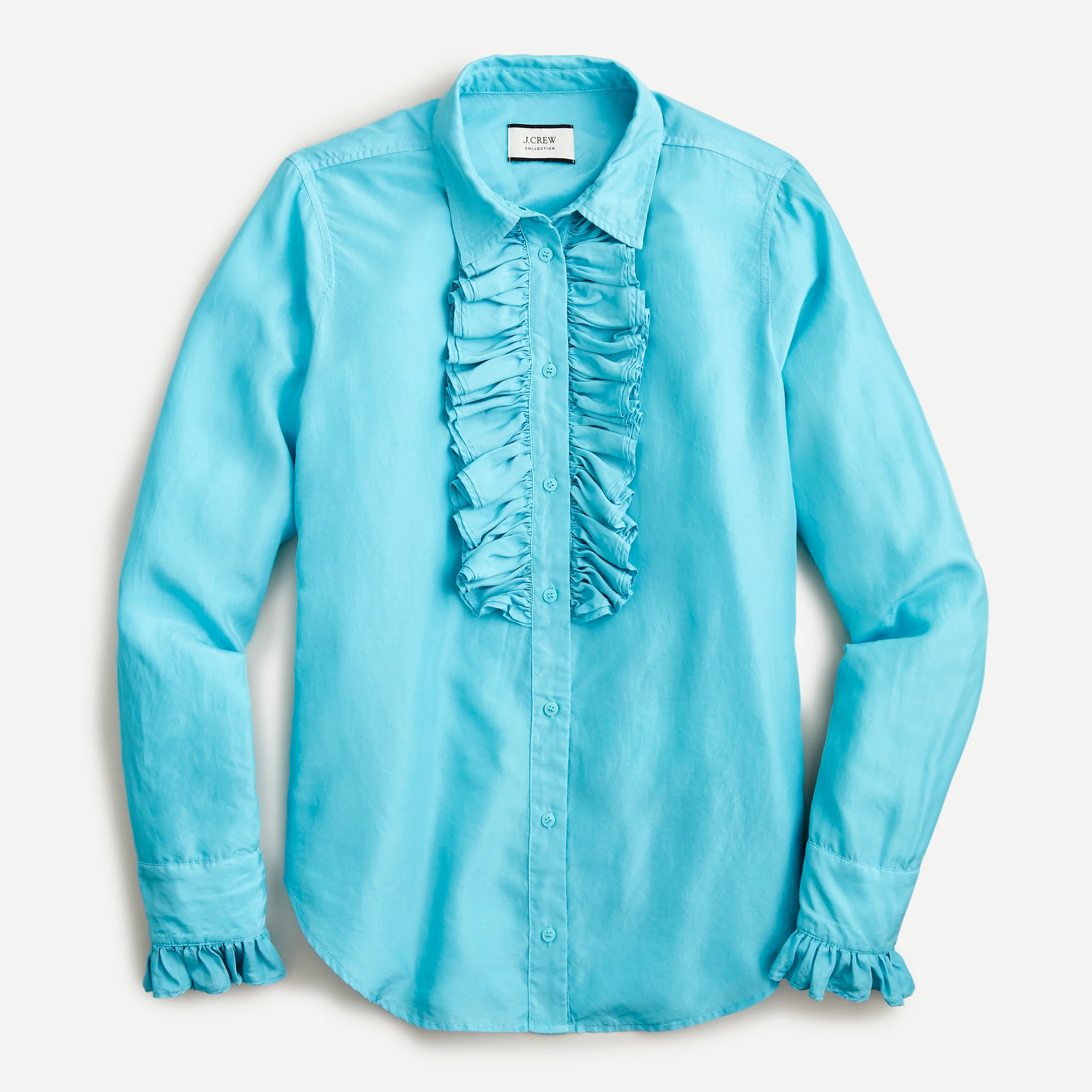 J.Crew Collection Ruffle Shirt In Garmentdyed Silk For Women