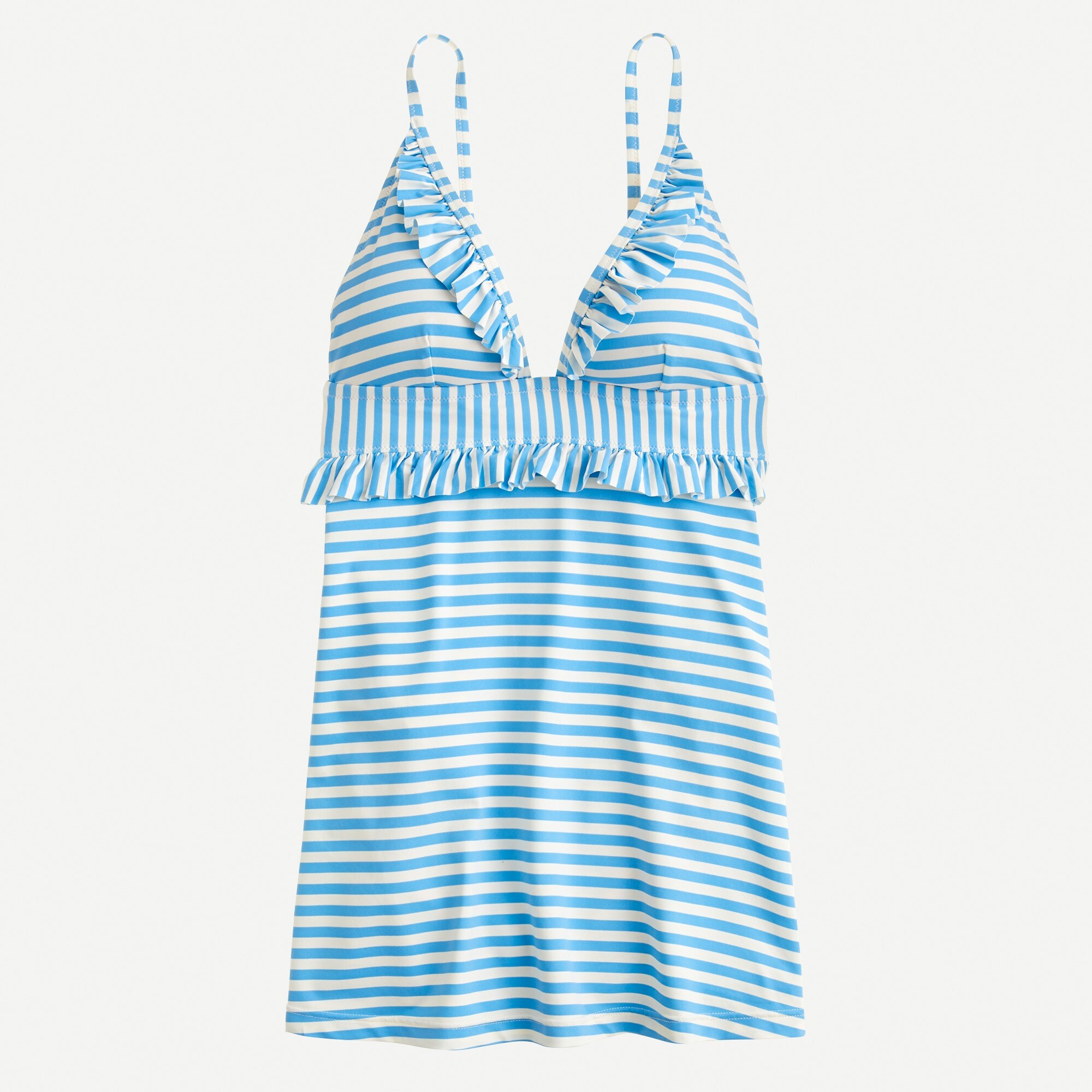 J.Crew Ruffle Swim Dress In Mixed Stripe For Women