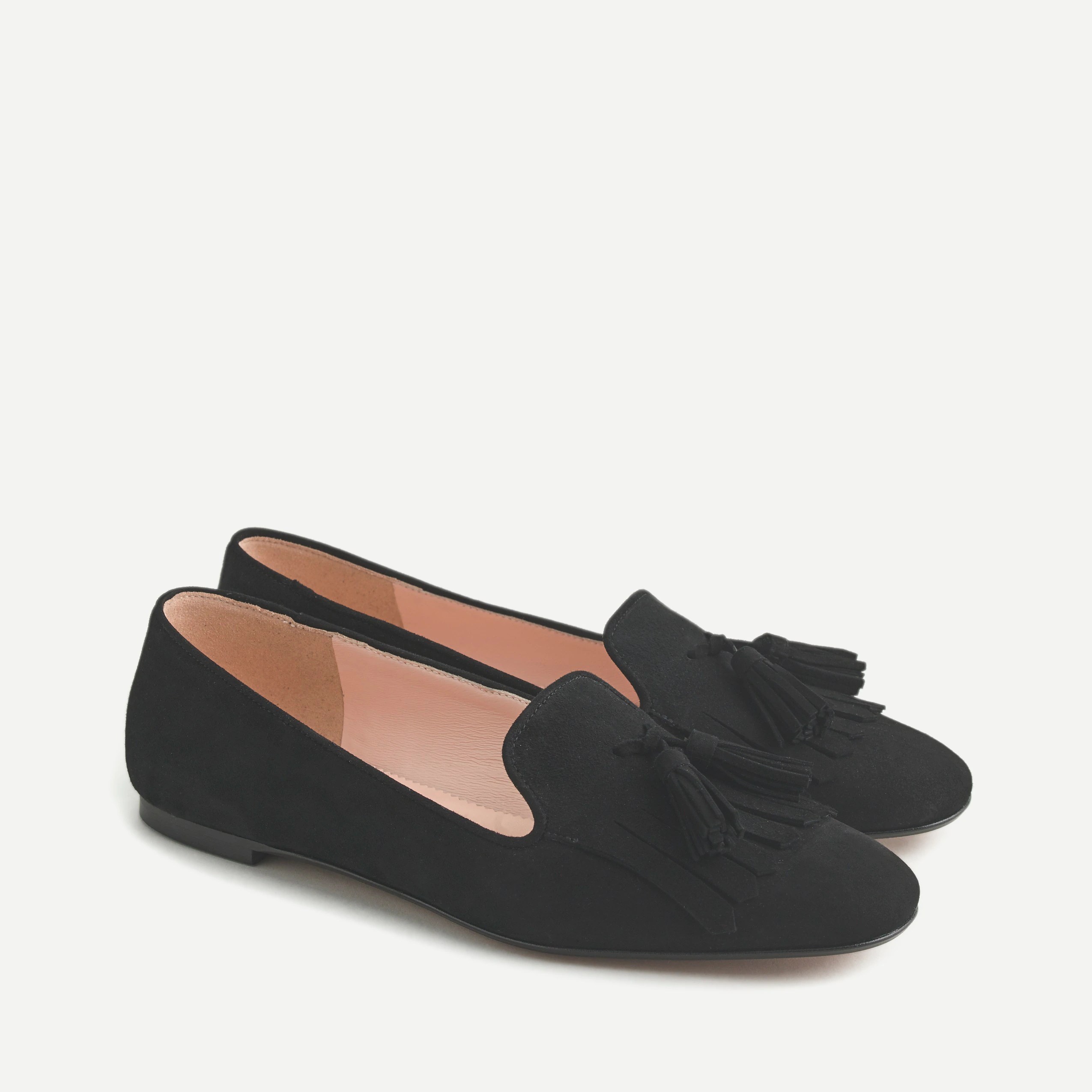 J.Crew Suede Tassel Smoking Slippers With Fringe