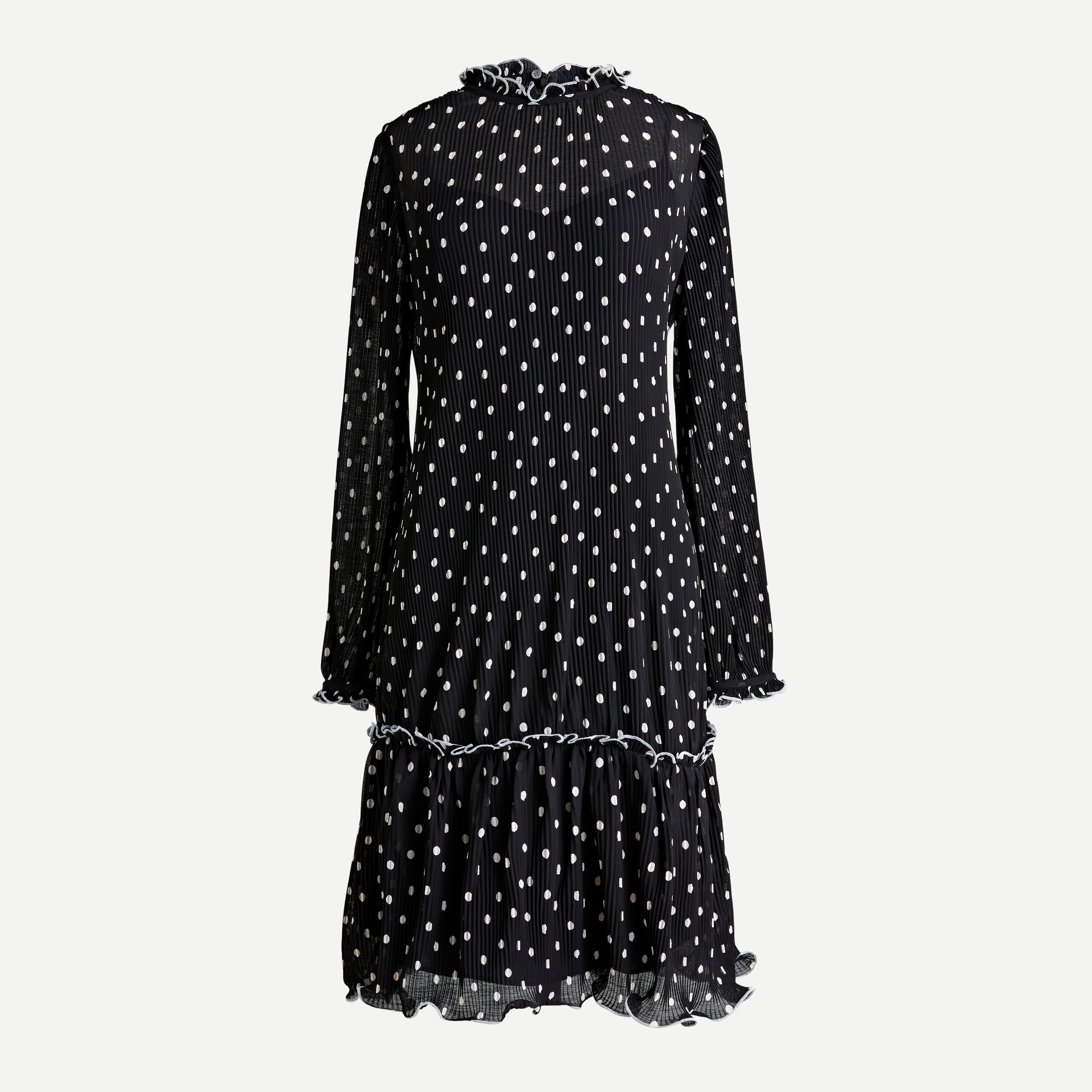 J.Crew Ruffled Pleated Polkadot Dress For Women