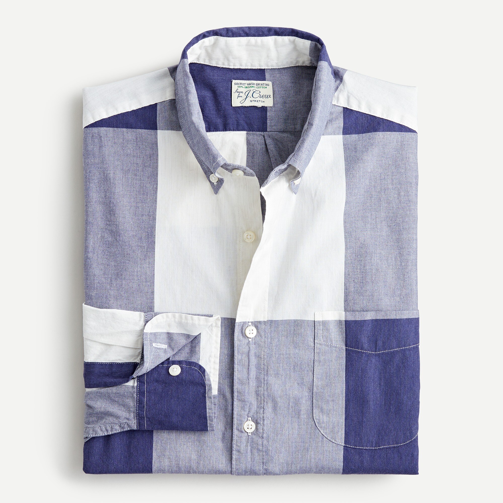 J.Crew Stretch Secret Wash Cotton Poplin Shirt In Exploded Gingham For Men