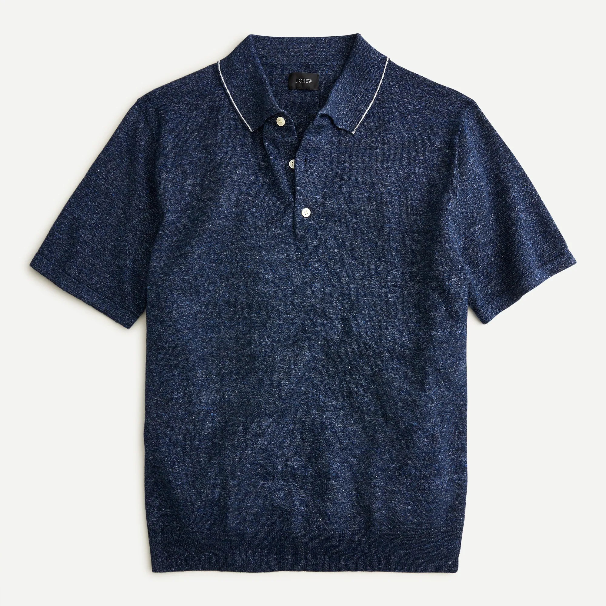 J.Crew Linencotton Shortsleeve Tipped Polo Sweater For Men