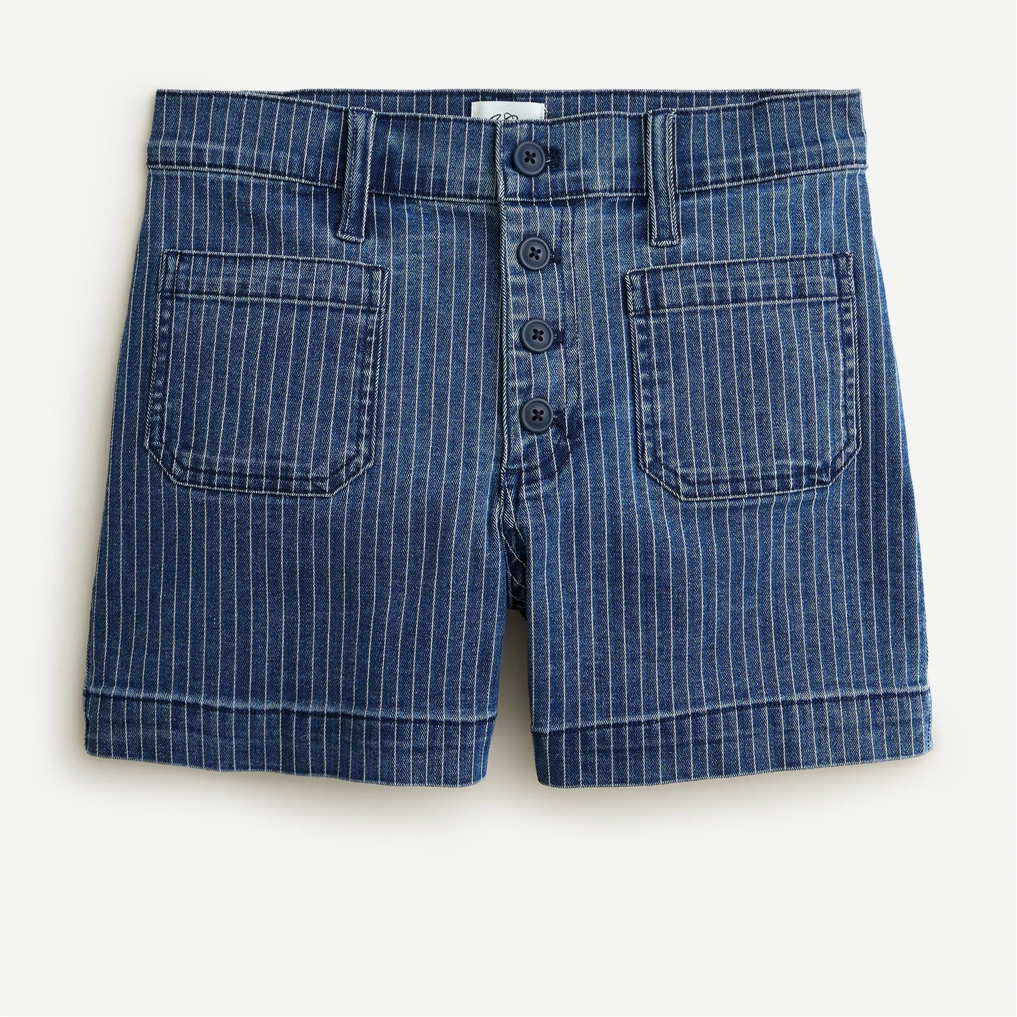 J.Crew Patchpocket Denim Short In Herringbone Stripe For Women