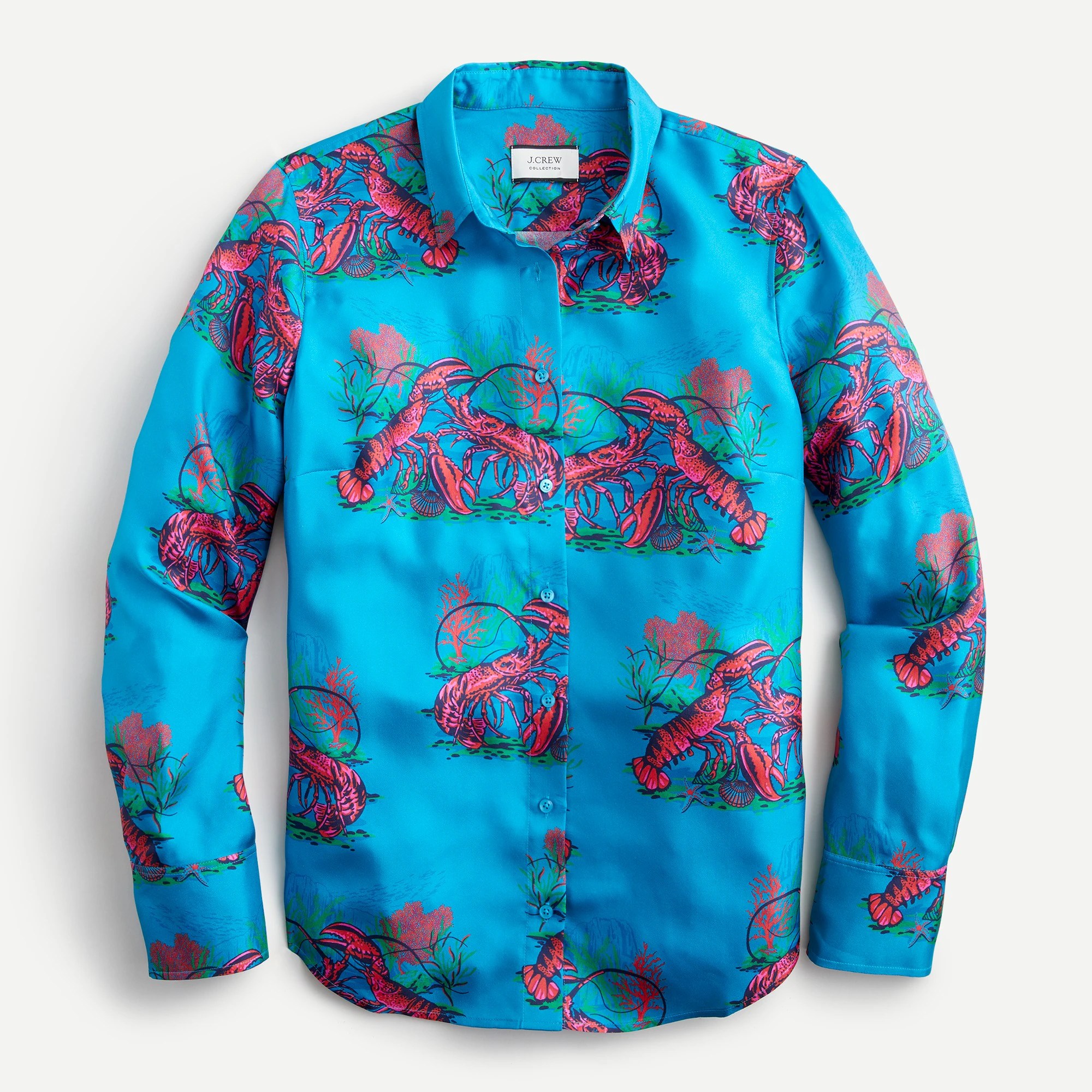 J.Crew Collection Silk Twill Shirt In Lobster Print For Women