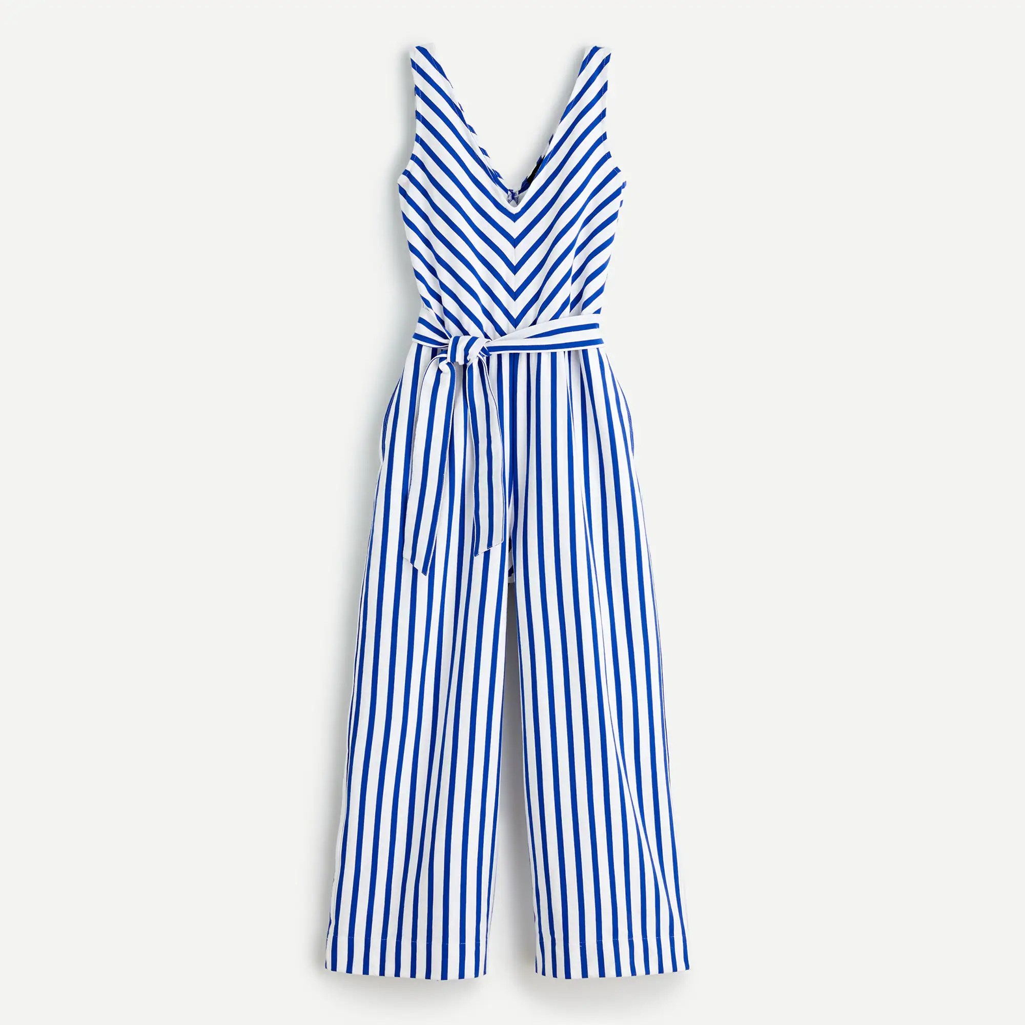 J.Crew Vneck Wideleg Jumpsuit In Stripe For Women