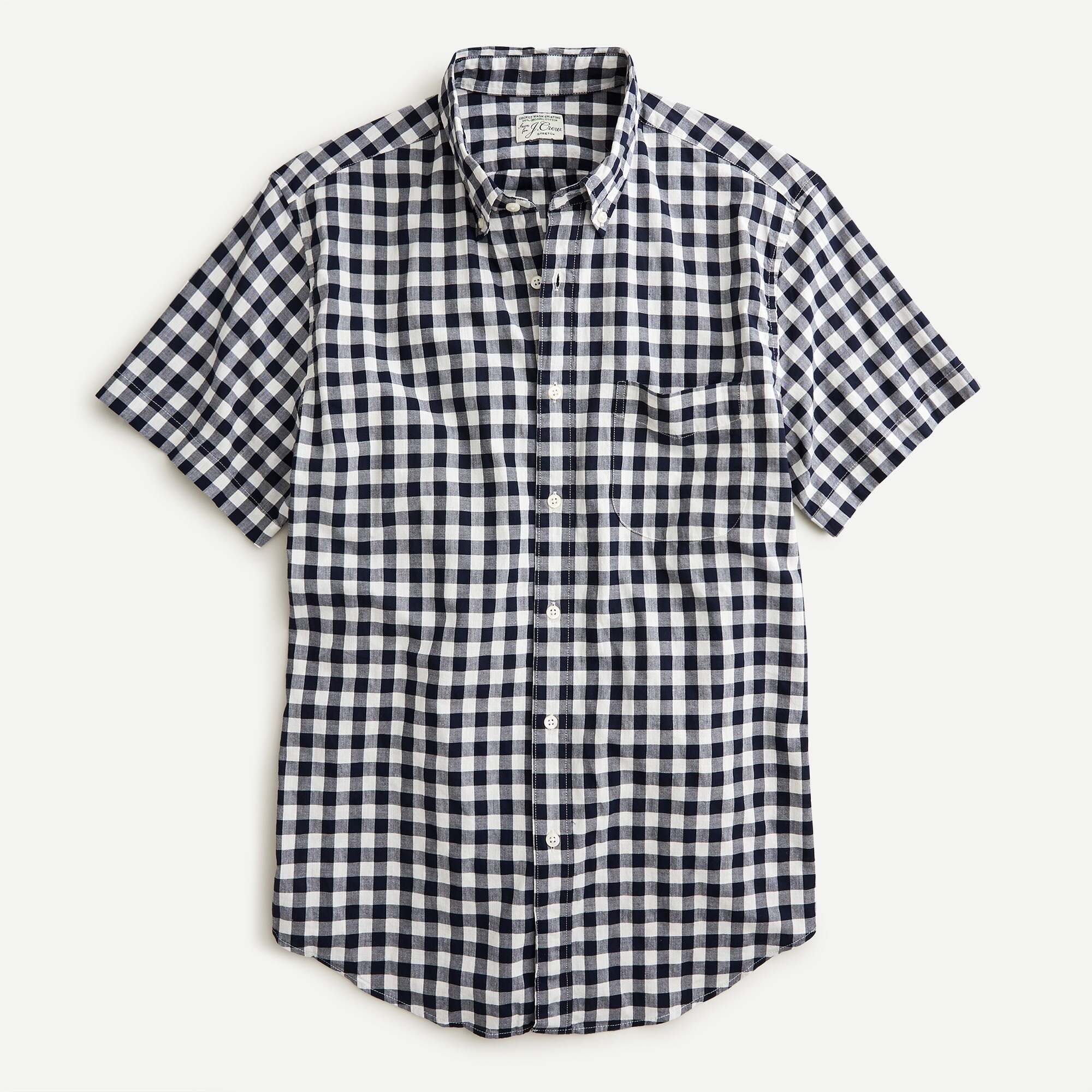 J.Crew Shortsleeve Stretch Secret Wash Cotton Poplin Shirt In Gingham