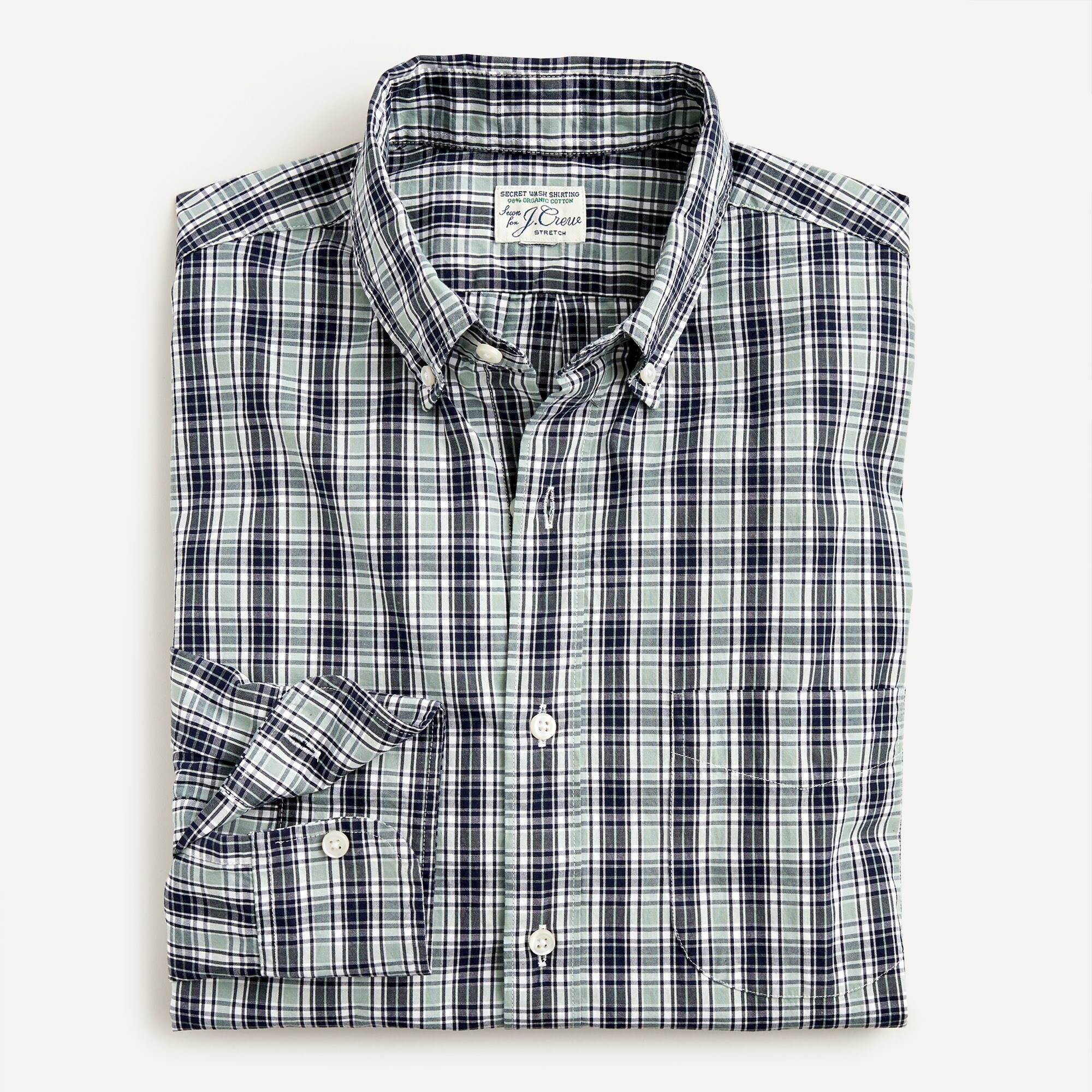 J.Crew Stretch Secret Wash Organic Cotton Poplin Shirt In Plaid For Men