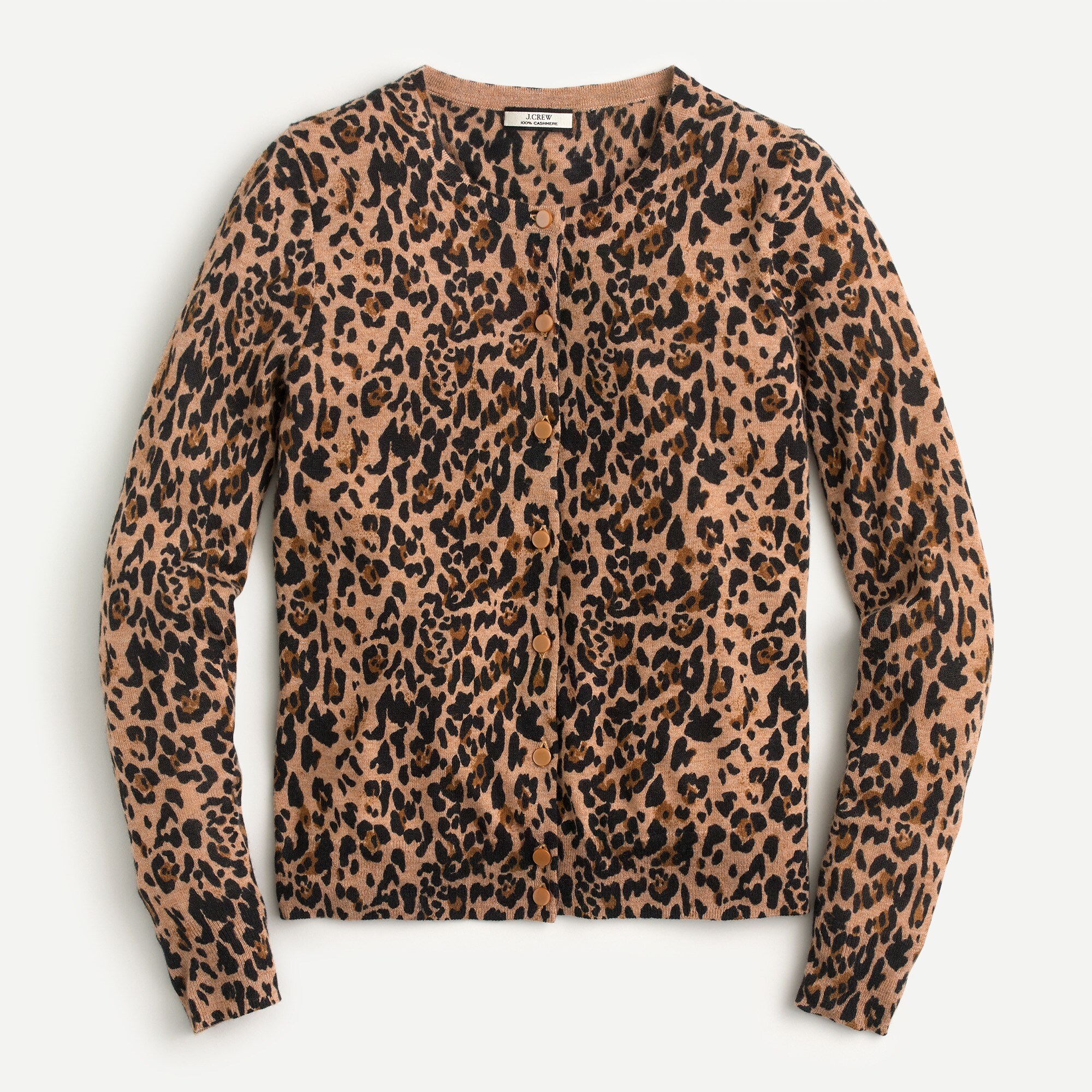 J.Crew Featherweight Cashmere Cardigan Sweater In Leopard For Women