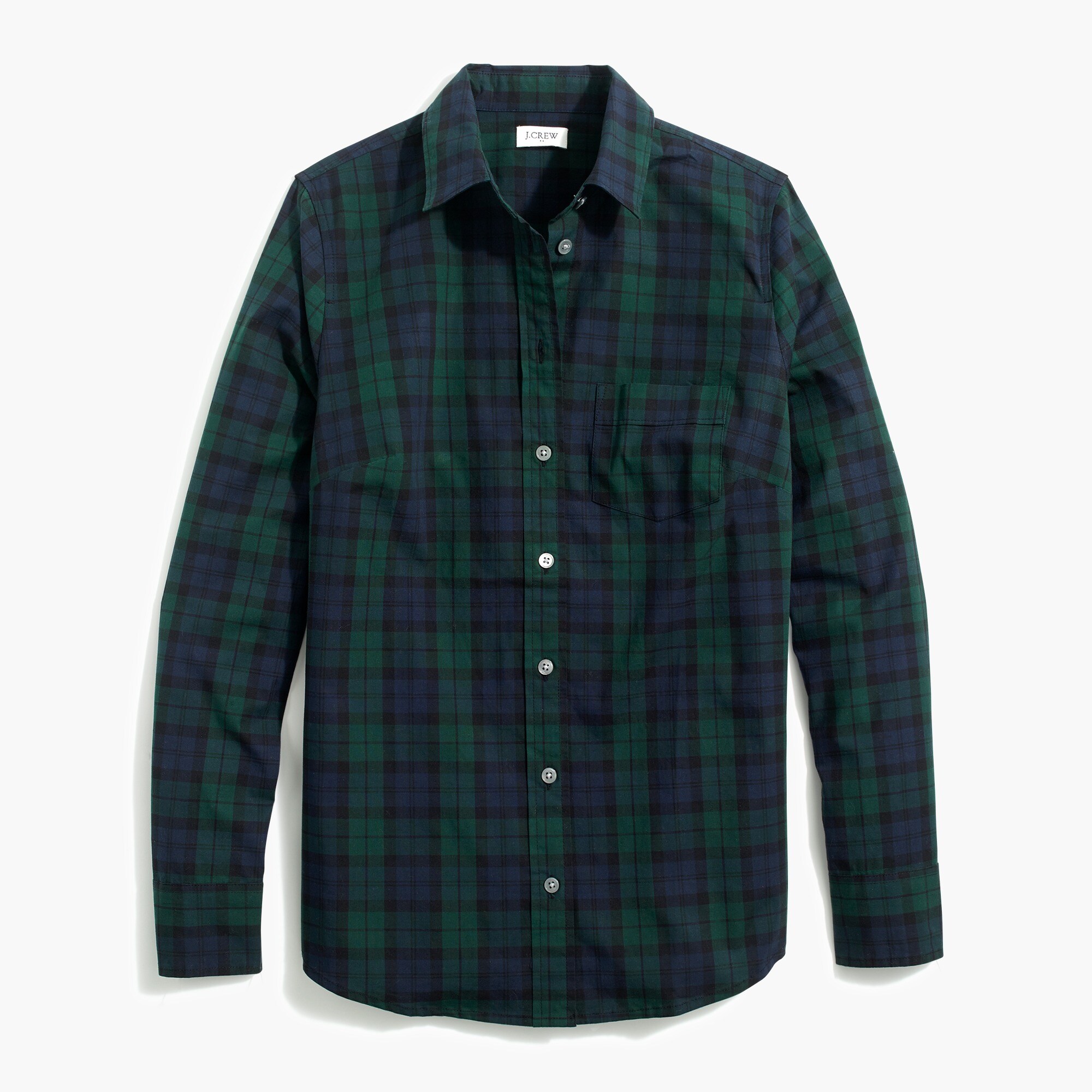 Factory Black Watch Plaid Buttonup Stretch Cotton Poplin Shirt In
