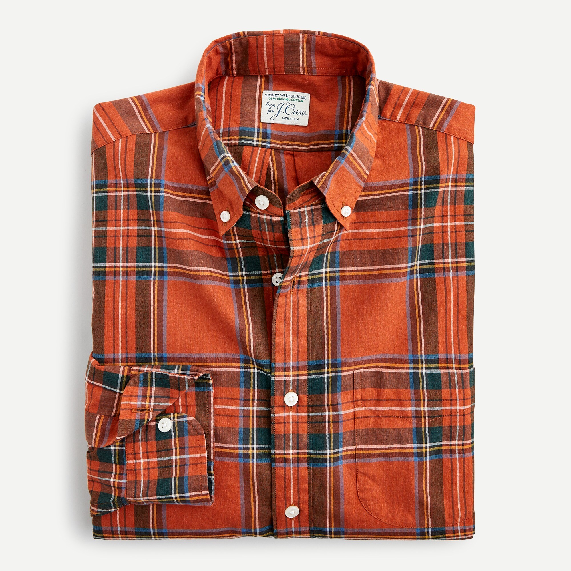 J.Crew Stretch Secret Wash Cotton Poplin Shirt In Plaid For Men