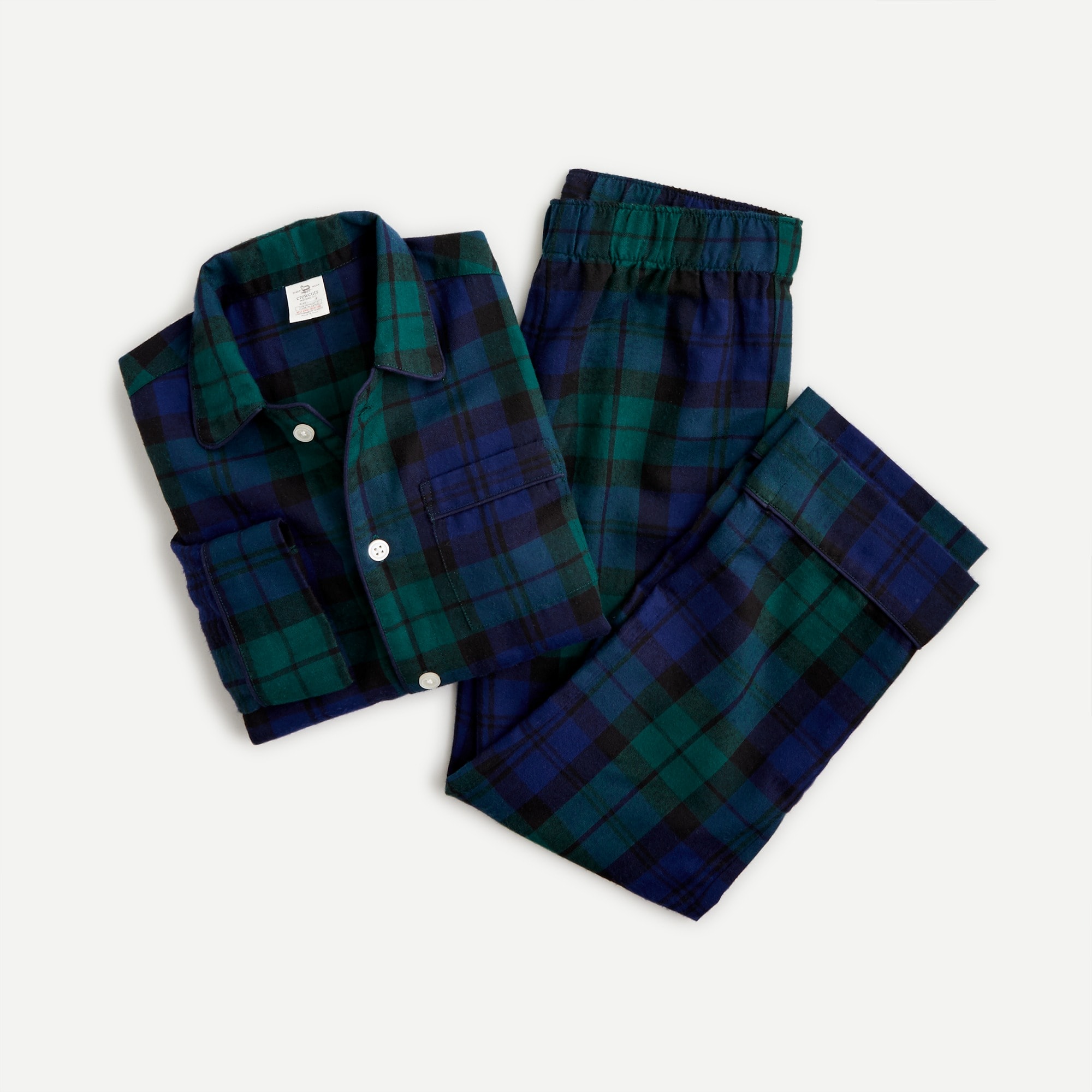 J.Crew Kids' Pajama Set In Black Watch Plaid For Boys