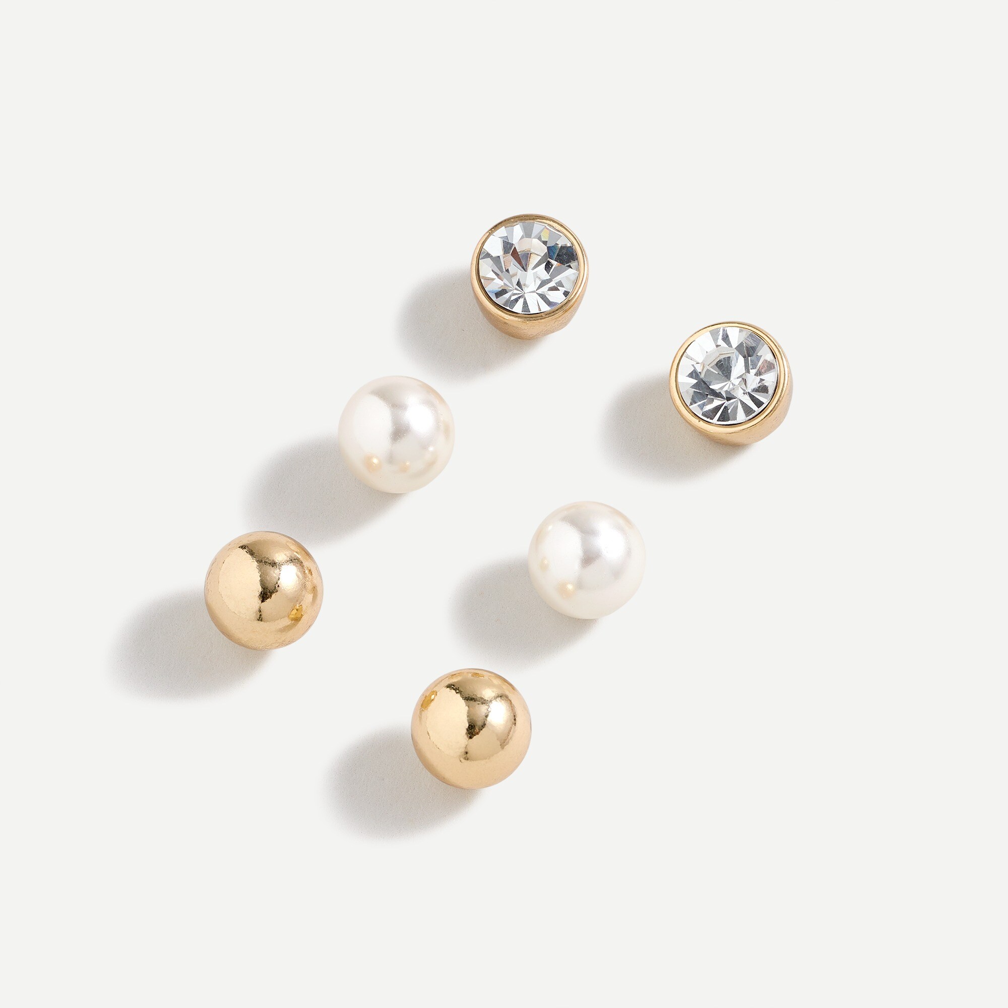 J.Crew Gold And Pearl Earrings Threepack For Women