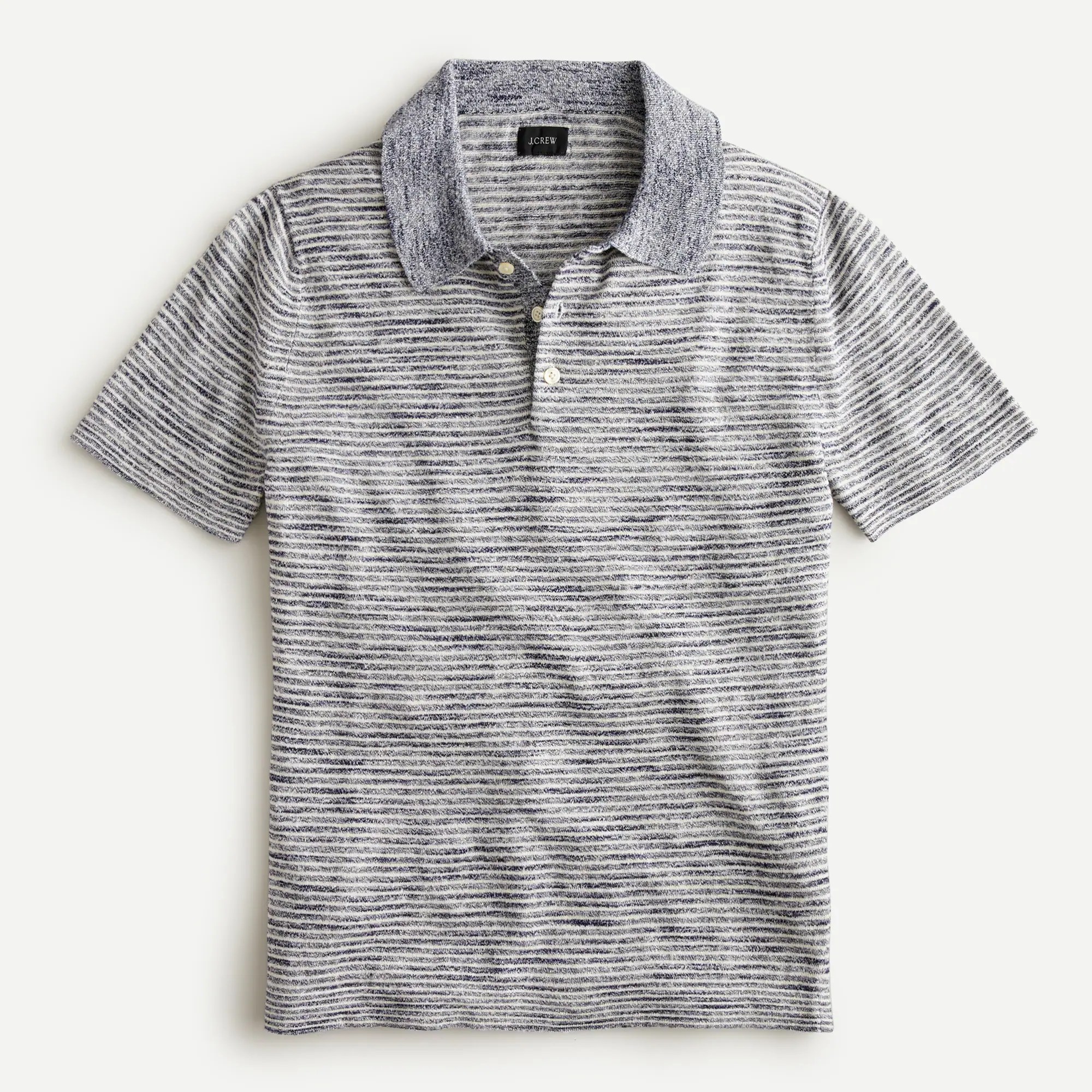 J.Crew Shortsleeve Linencotton Sweater Polo In Stripe For Men
