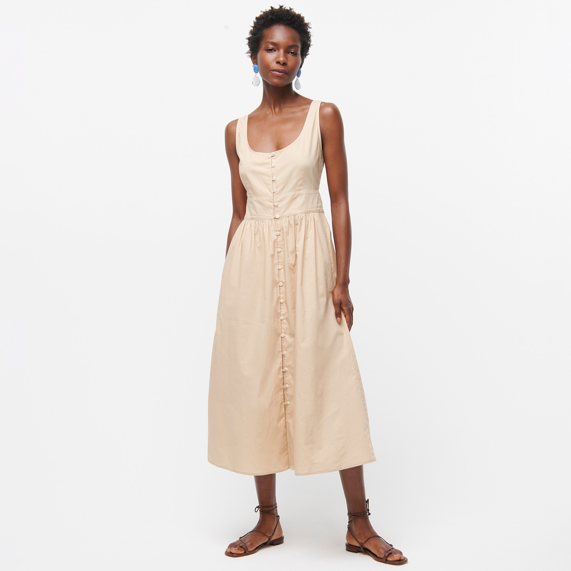 J.Crew Buttonfront Cotton Poplin Dress For Women