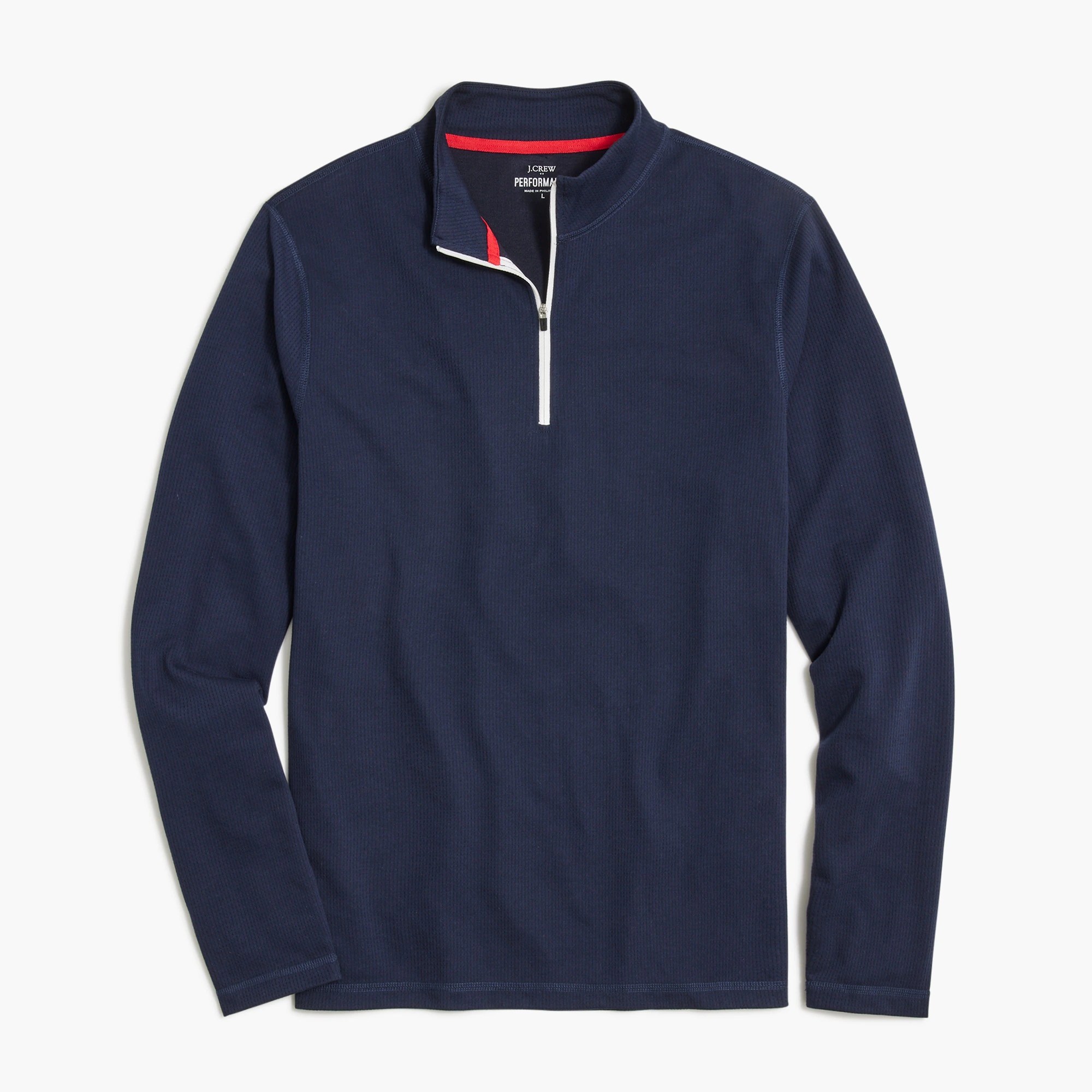 J. Crew Men’s Navy HalfZip Waffleknit Collar 100 Cotton Pullover