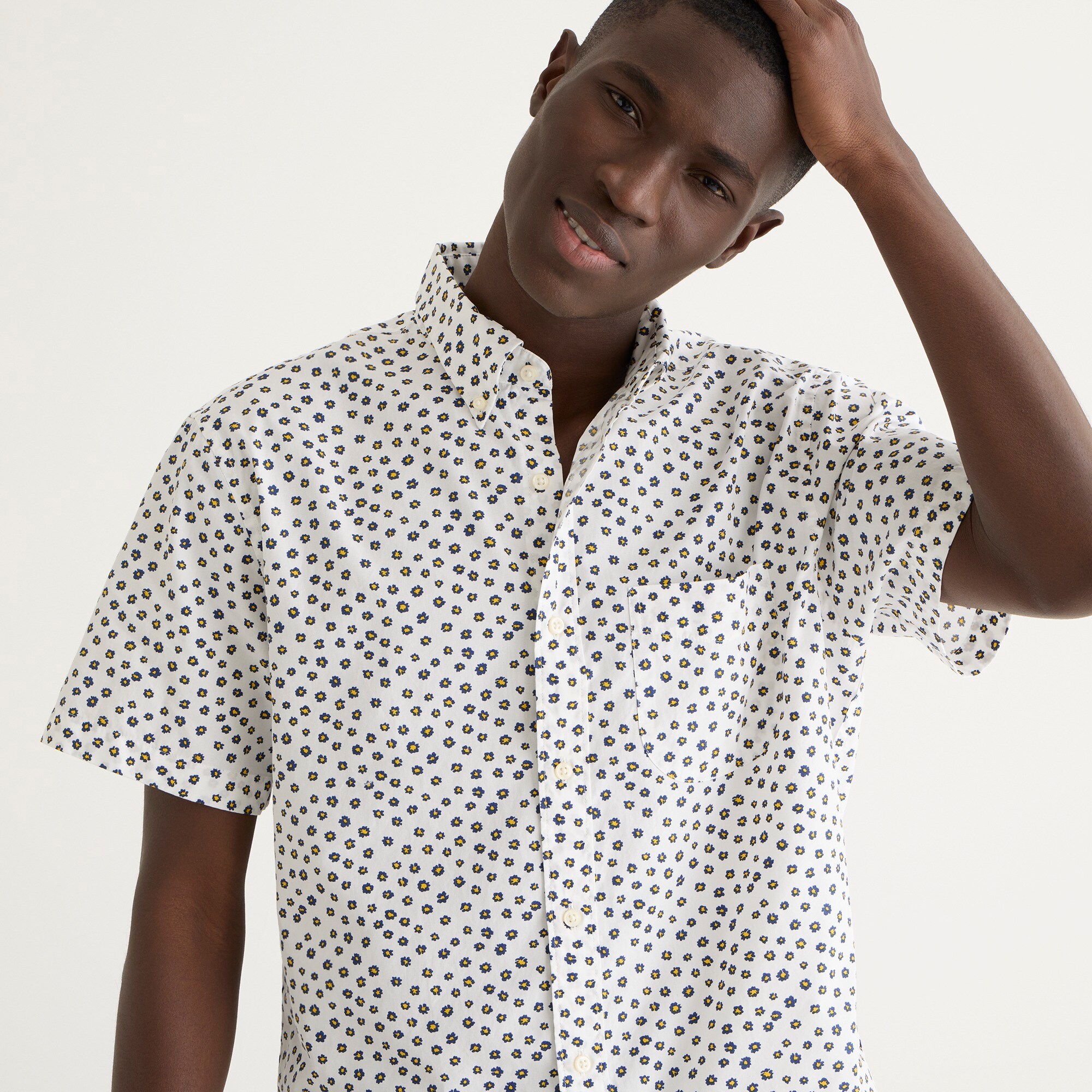 J.Crew Shortsleeve Secret Wash Organic Cotton Poplin Shirt For Men