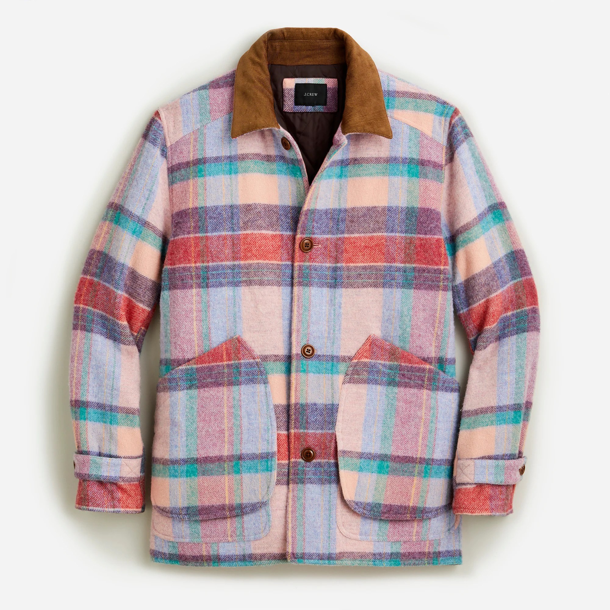 NWT J. Crew Tartan Blue Green Plaid Belted Puffer Jacket H2747 Size