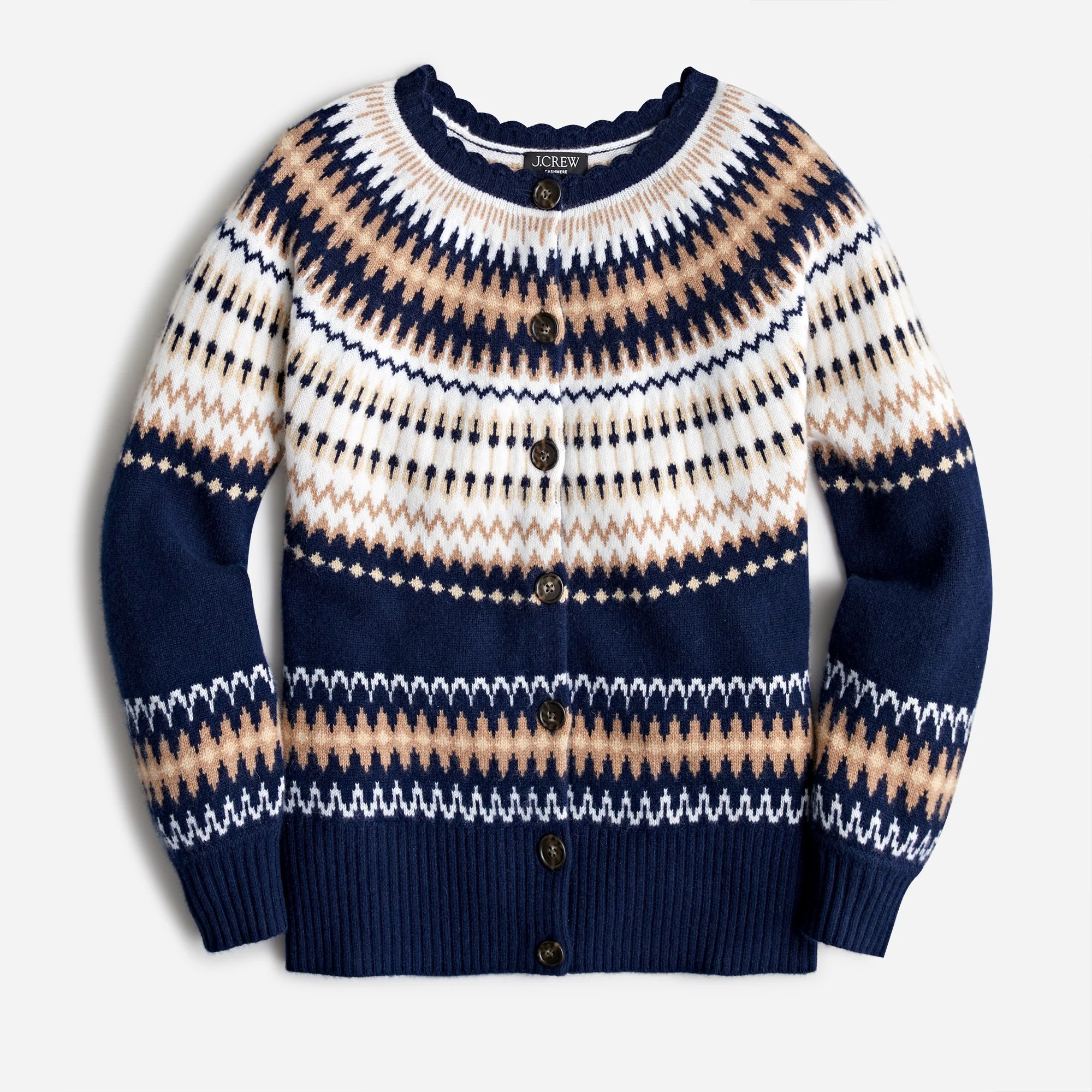 J.Crew Cashmere Fair Isle Cardigan Sweater For Women